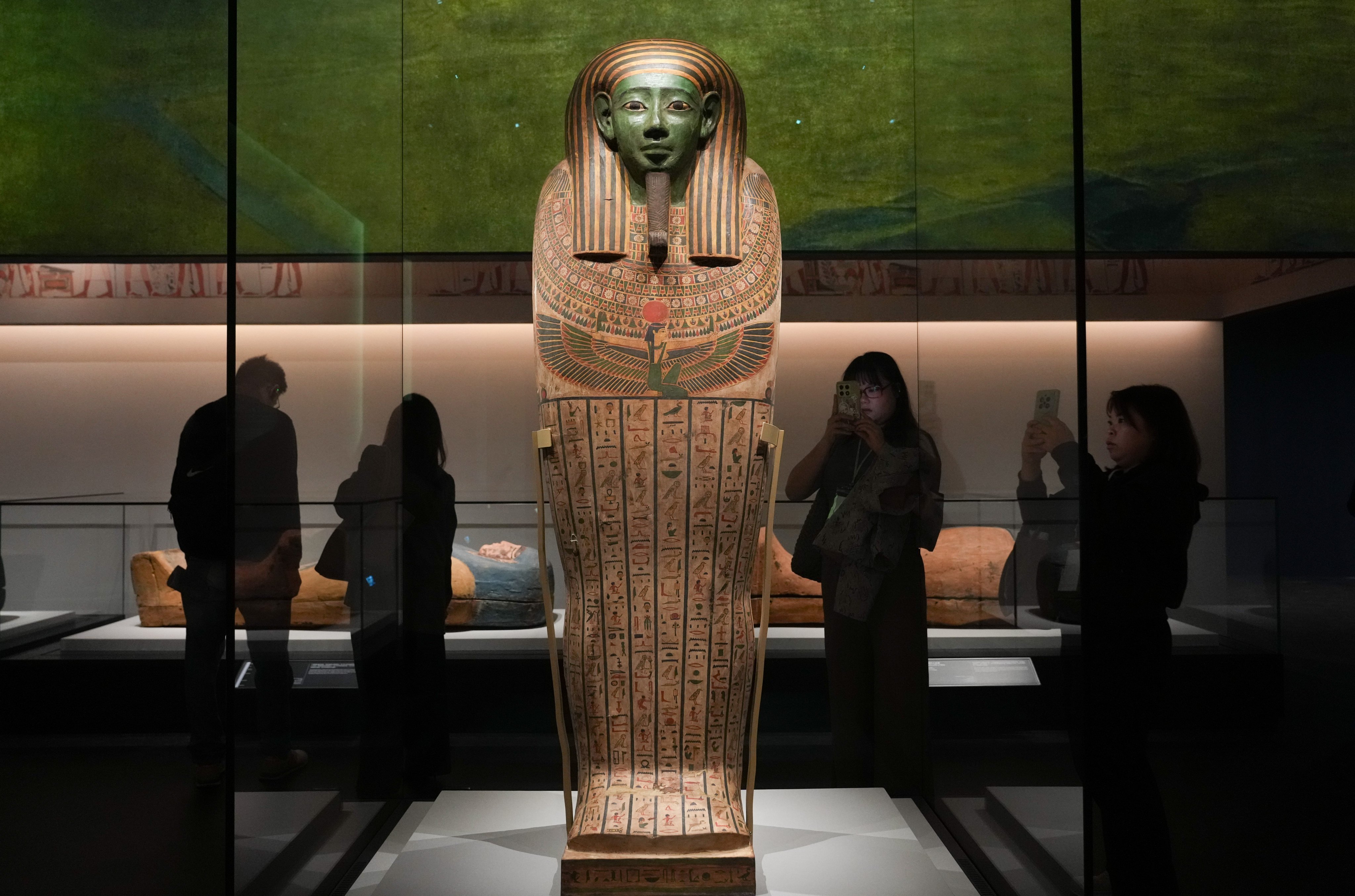 Anthropoid coffins are among the artefacts being displayed at Hong Kong Palace Museum. Photo: Sam Tsang