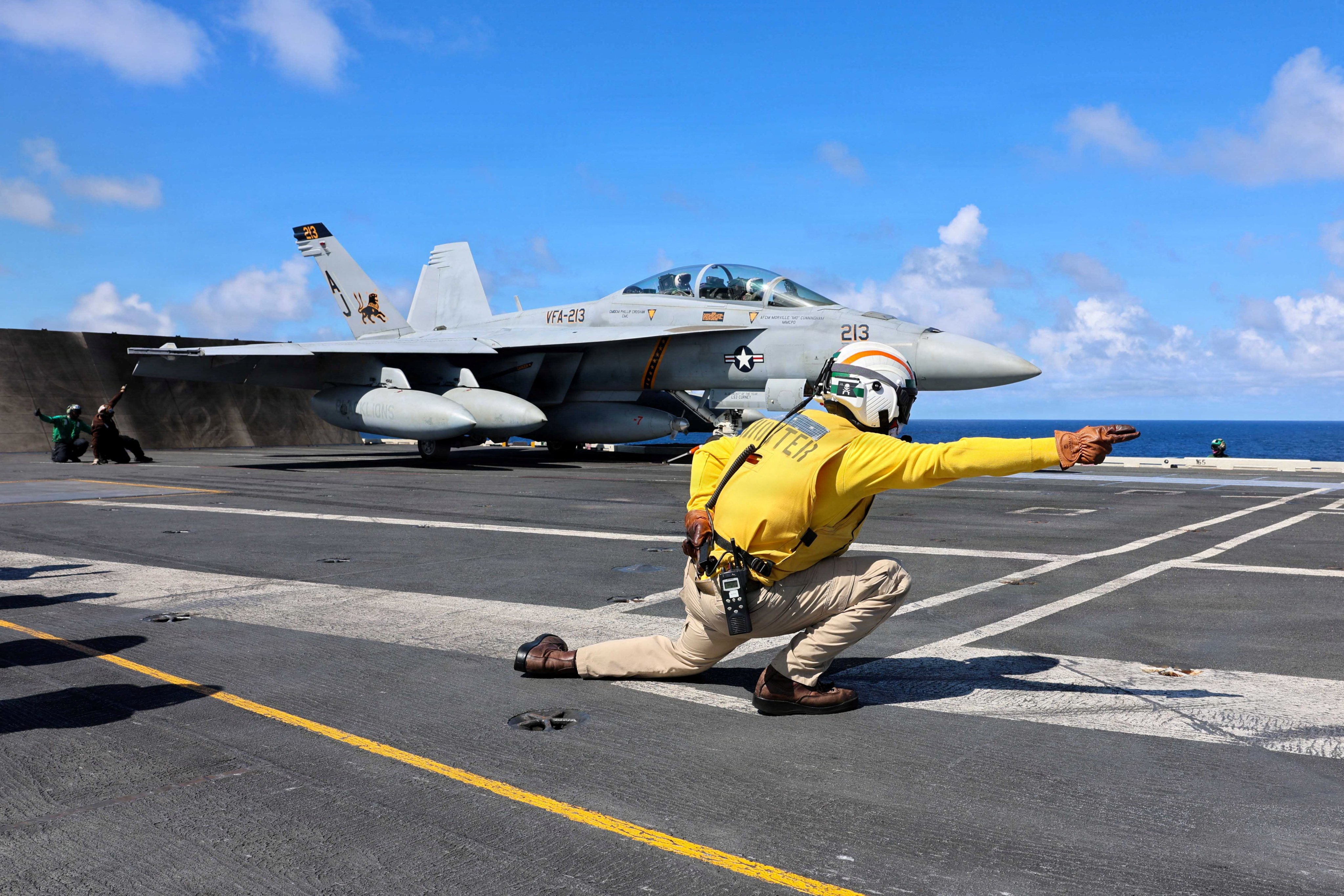 A US Navy F/A-18F Super Hornet being launched from the USS Gerald R. Ford in the Caribbean Sea on November 18. Photo: US Navy via Reuters