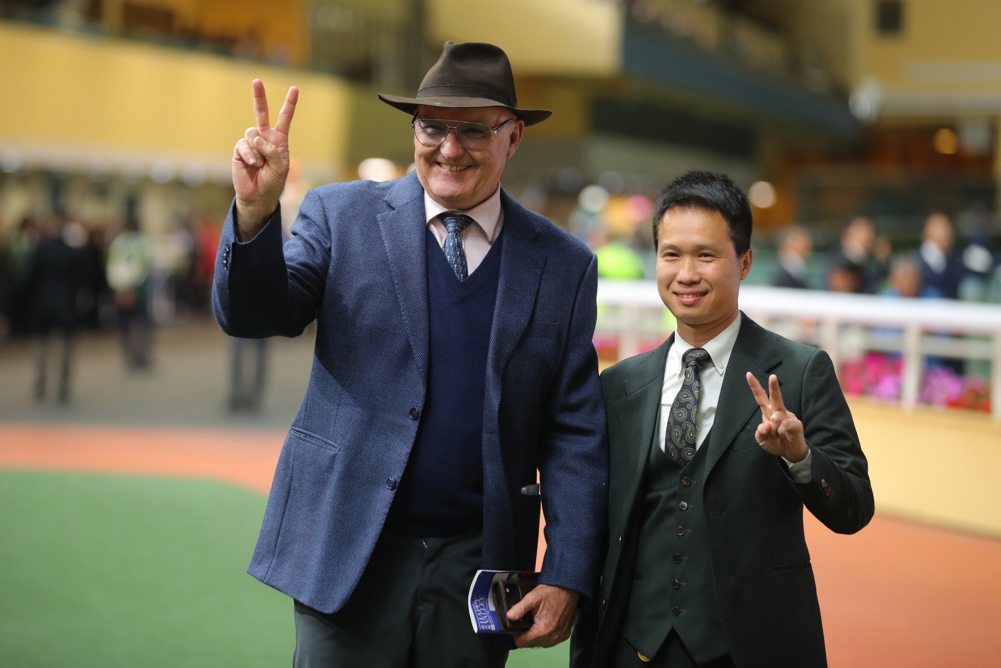 David Hayes celebrates a double at Happy Valley last Wednesday.