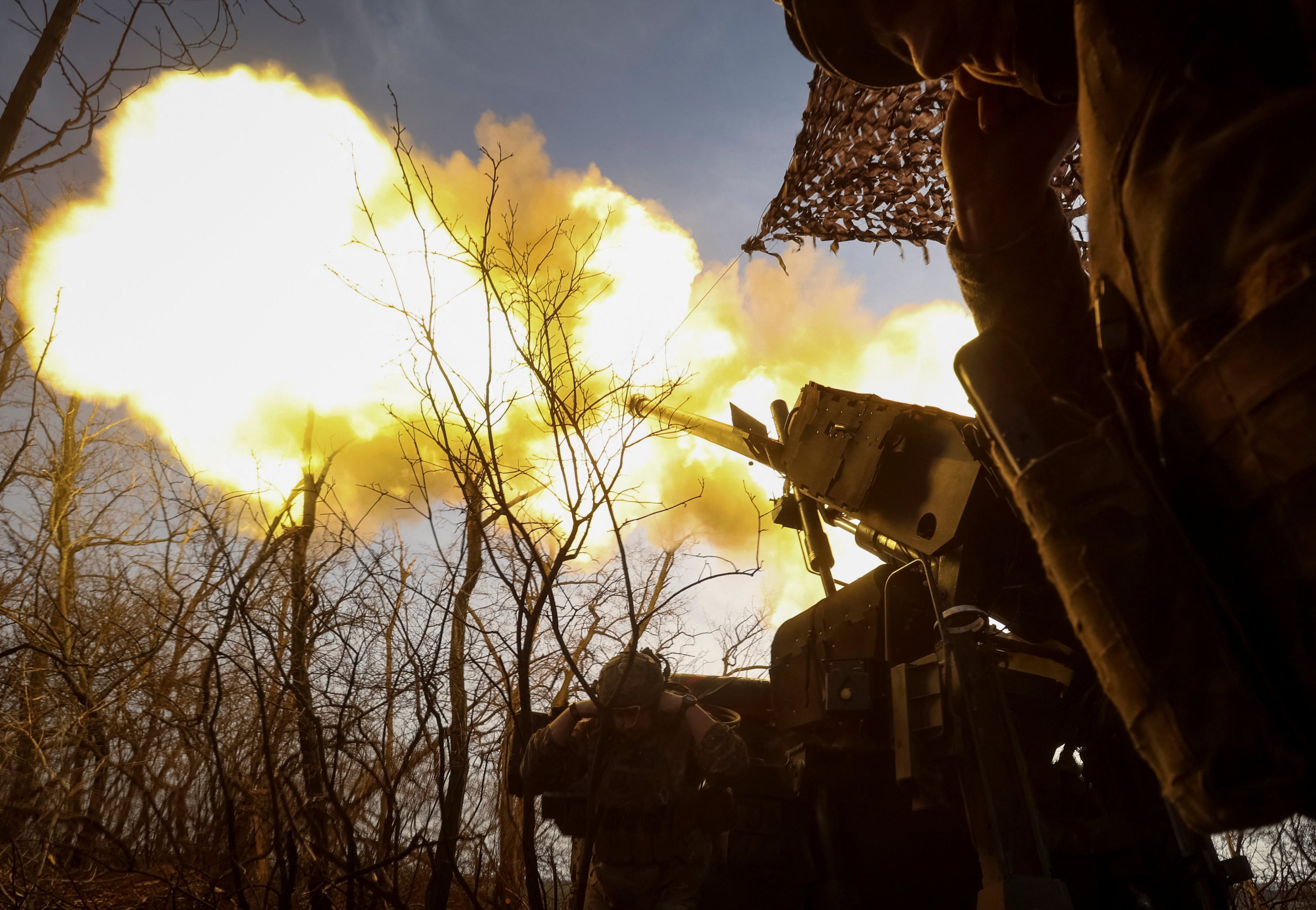 Servicemen of the 148th Separate Artillery Brigade of the Armed Forces of Ukraine fire a Caesar howitzer at Russian troops near Pokrovsk in Donetsk on Sunday. Photo: Reuters