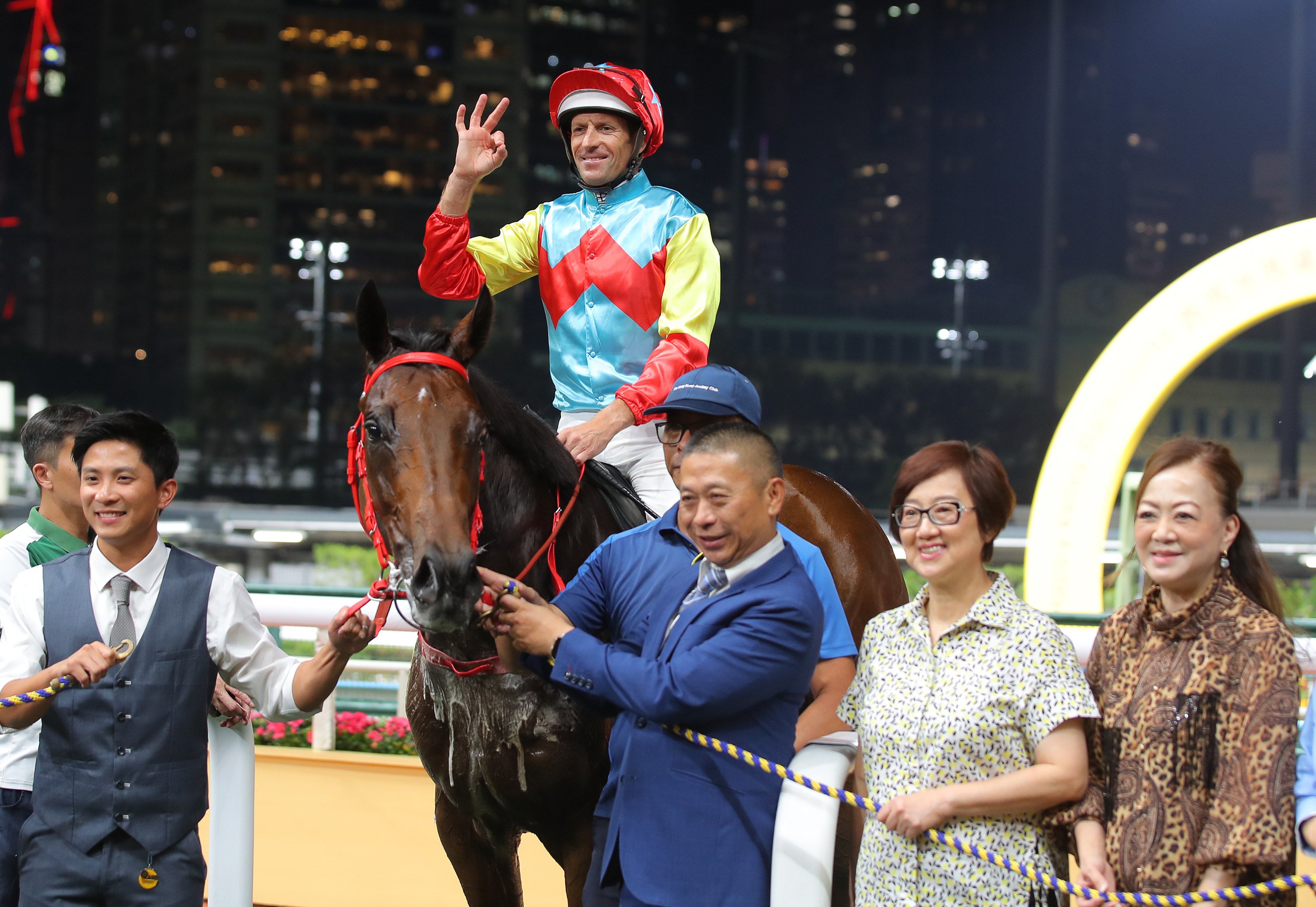 Hugh Bowman and connections with Hakka Radiance after his Happy Valley win last month. Photos: Kenneth Chan