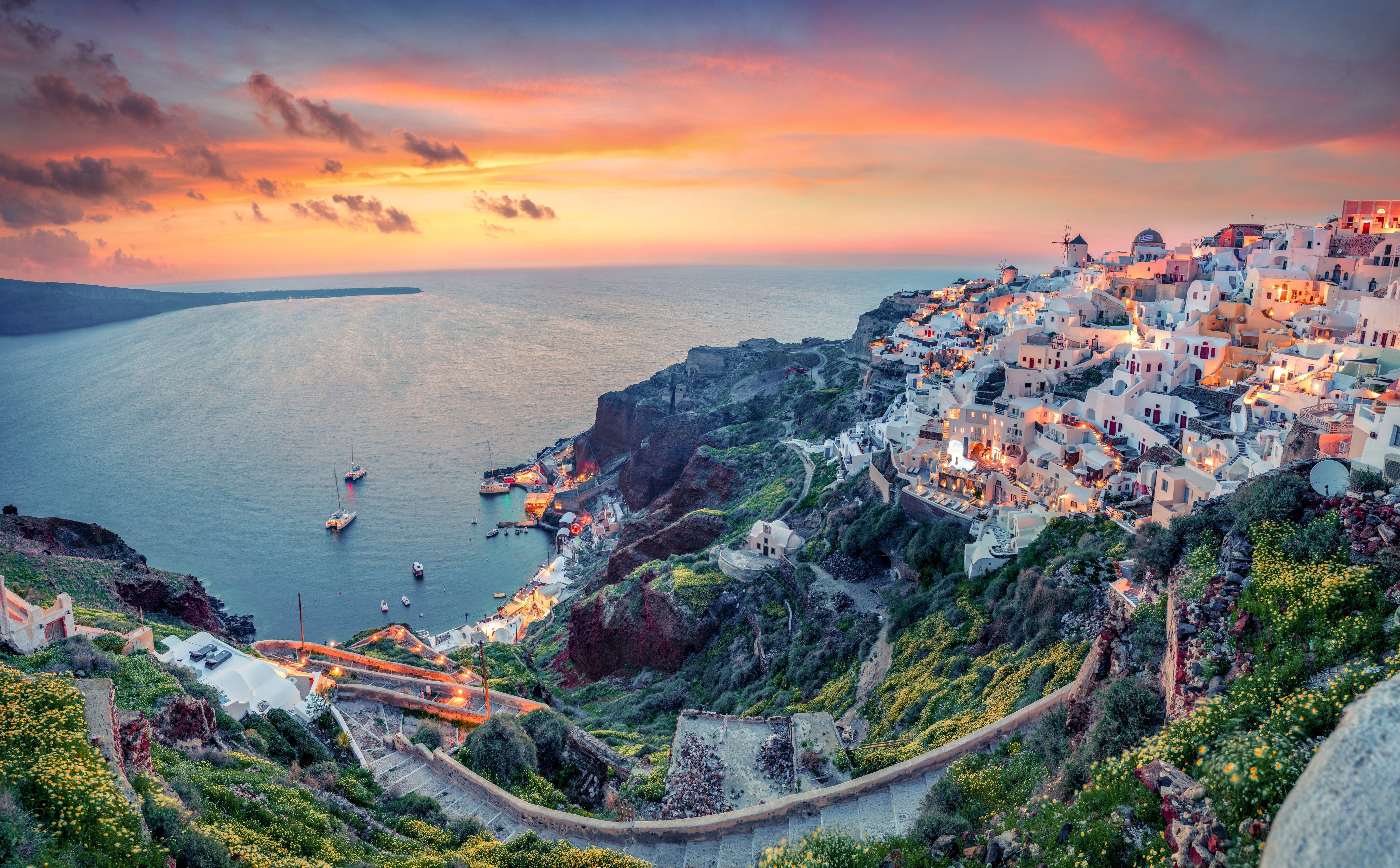 Sunset on the Greek island of Santorini. Photo: Shutterstock