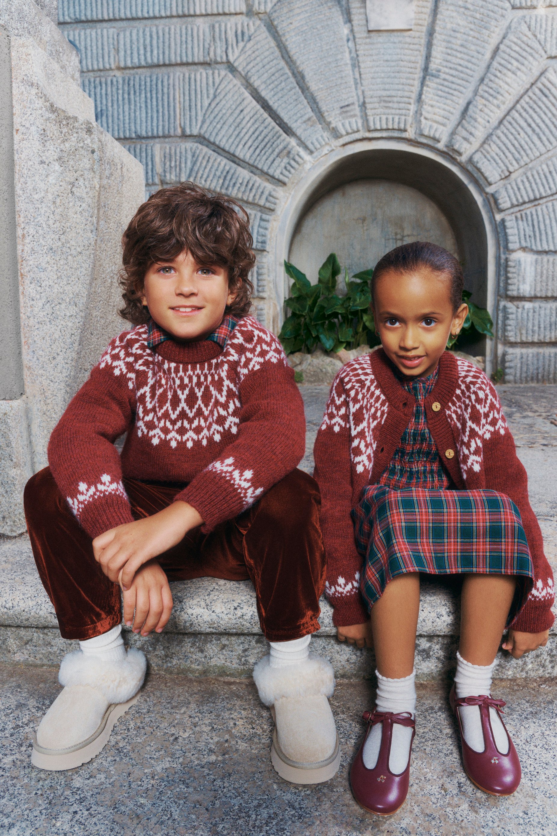 ‘Tis the season for Christmassy looks for the little ones – like this cosy knitwear from the Mytheresa Holiday 2025 kids’ range. Photo: Handout