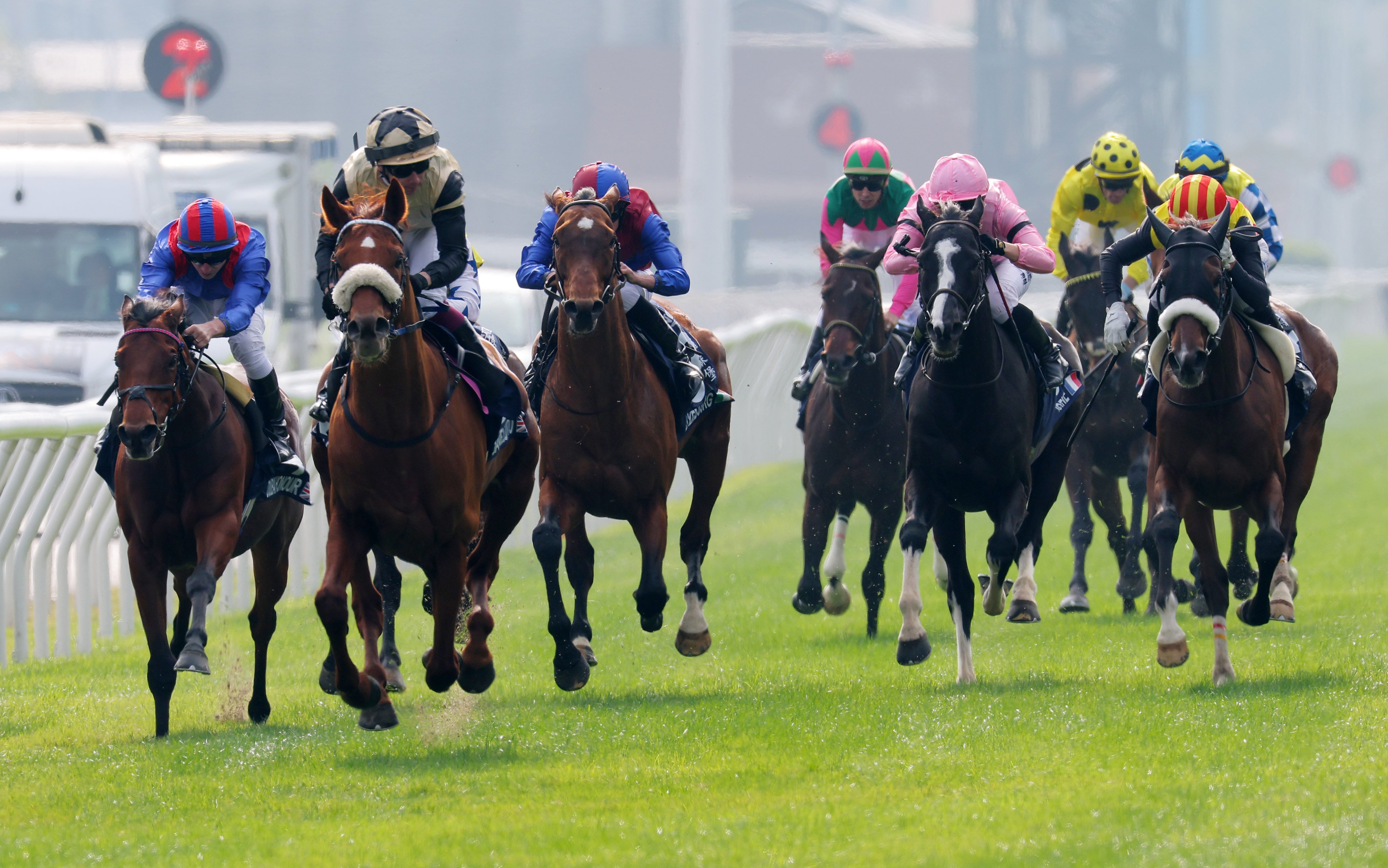 Giavellotto (second from left) collects last year’s Hong Kong Vase in a romp. Photos: Kenneth Chan
