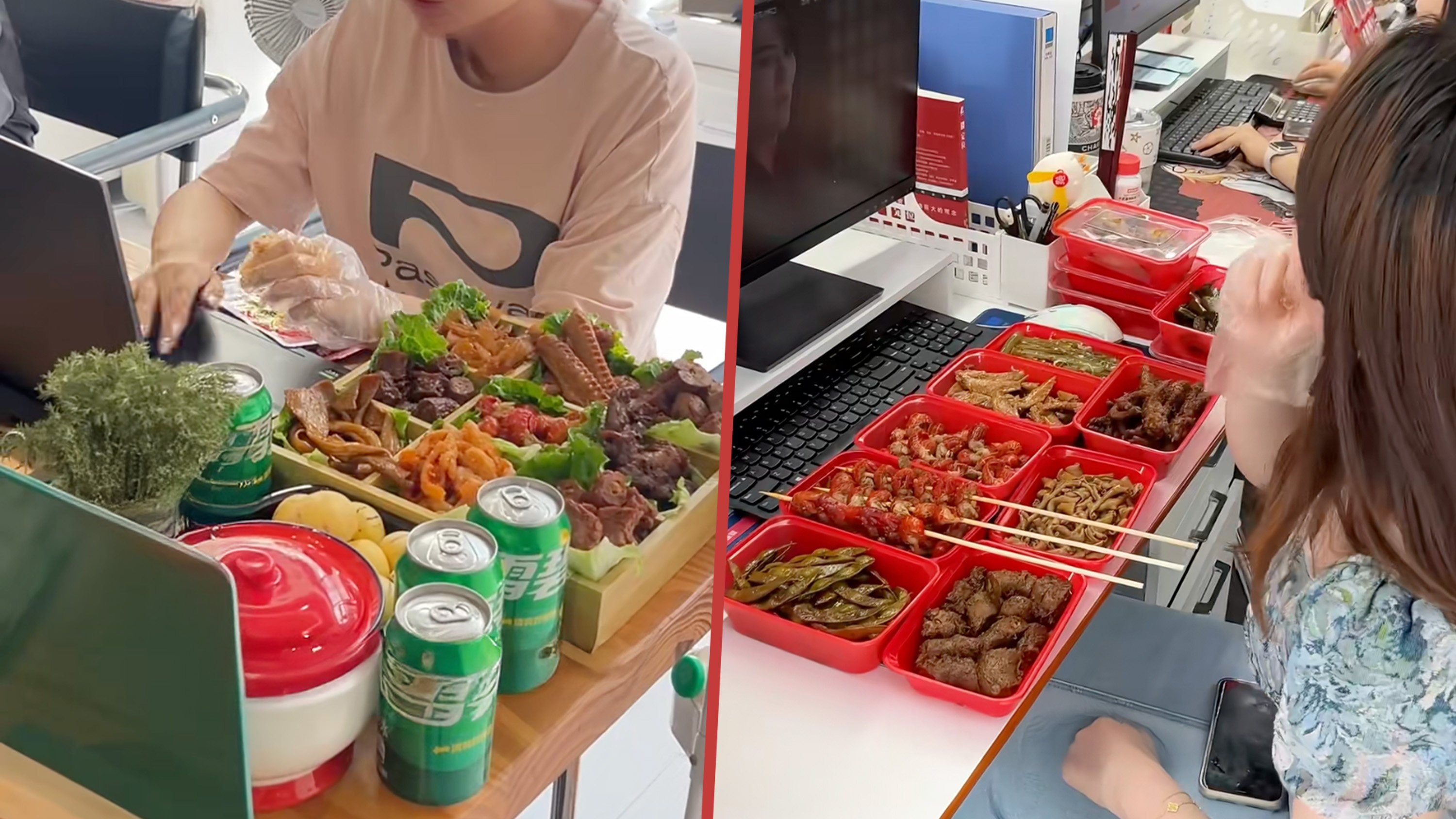 Food tasters in China are sharing videos online to show how their so-called dream job is anything but easy. Photo: SCMP composite/RedNote