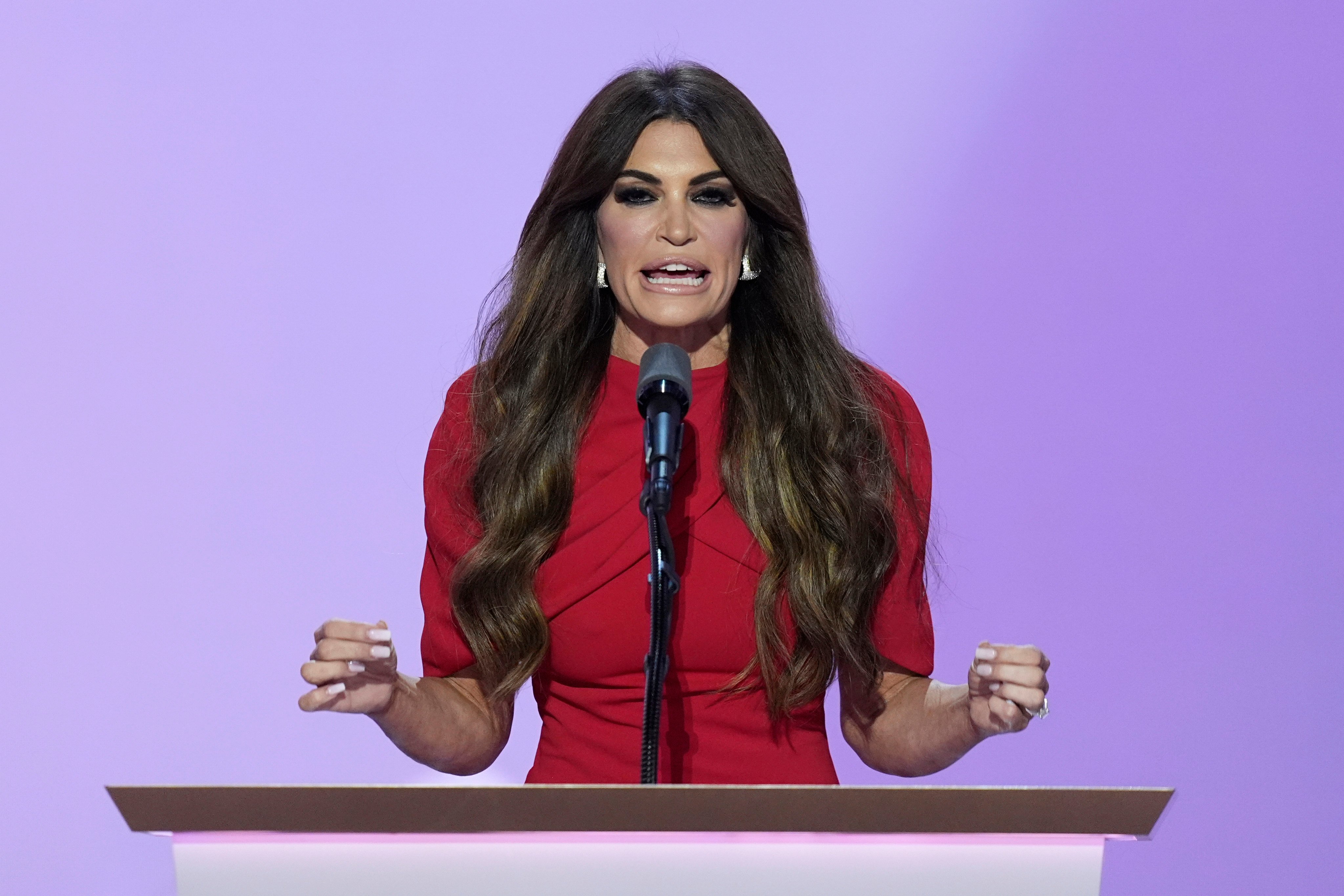 US Ambassador to Greece Kimberly Guilfoyle speaks during the Republican National Convention in July 2024. Guilfoyle is one of Trump’s allies said to have a “Mar-a-Lago face”, which typically features inflated lips and sharply sculpted contours. Photo: AP