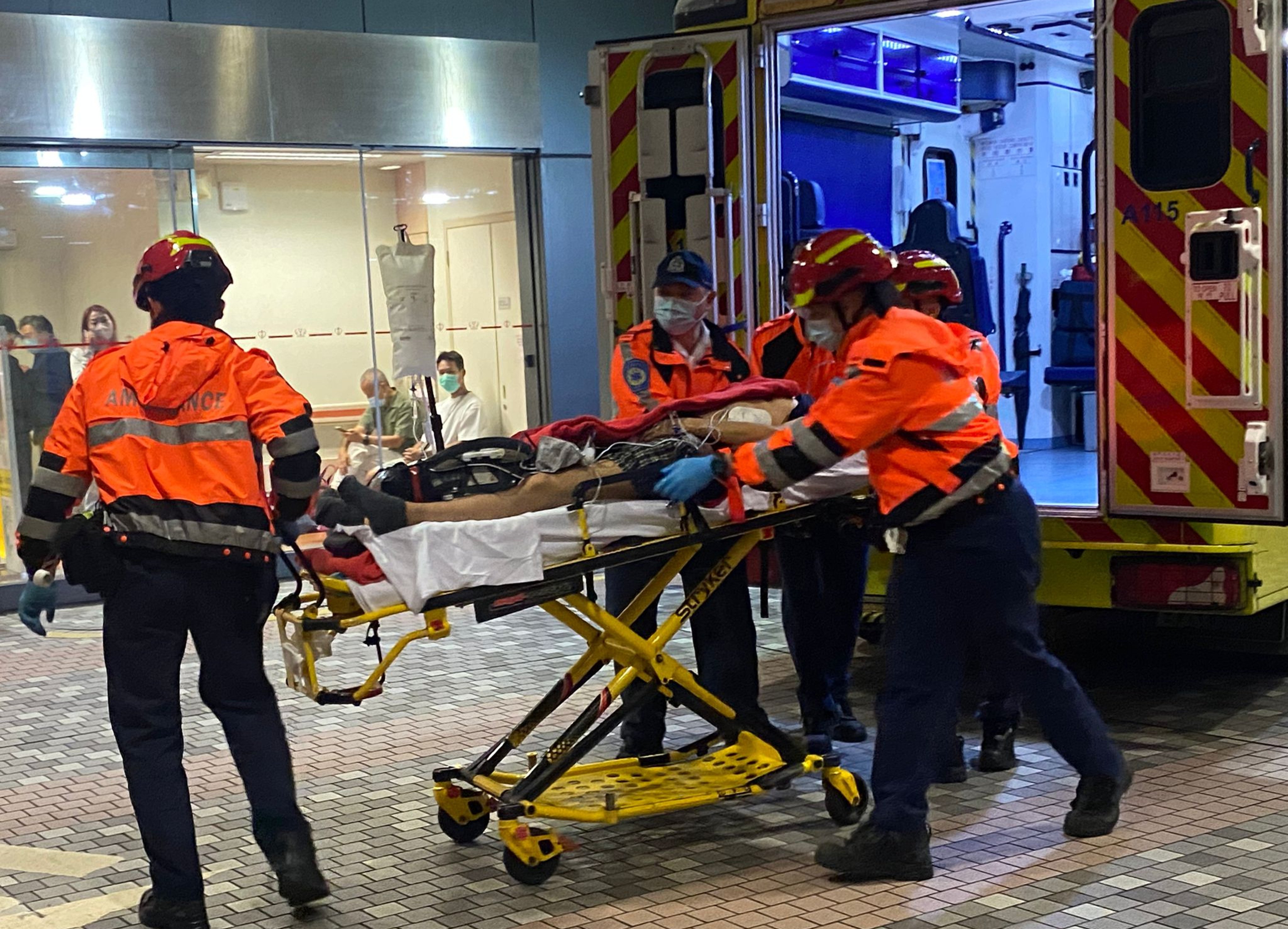 An injured person from the Tai Po fire arrives at Prince Wales Hospital. Photo: Edmond So