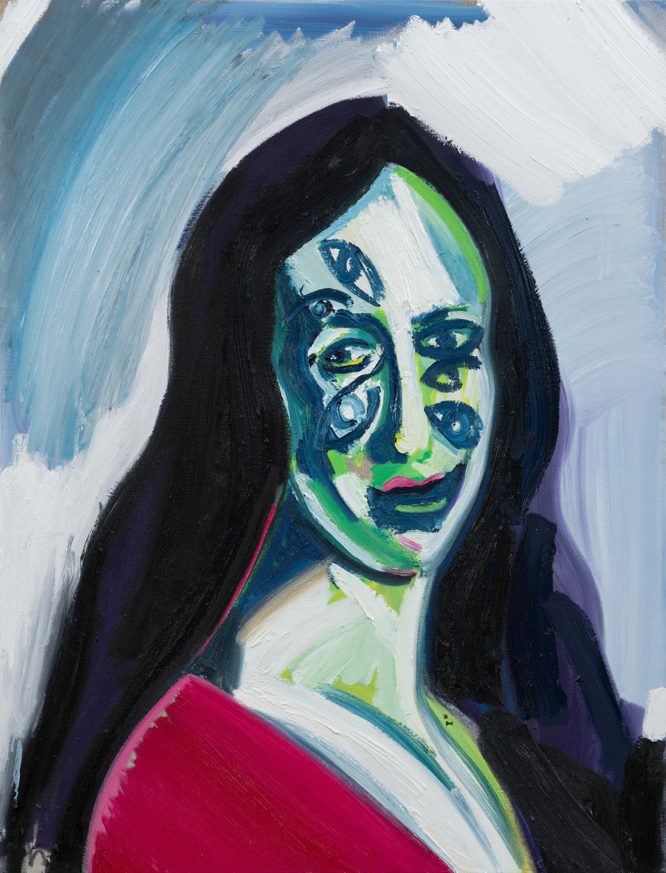 Kama on Halloween, 2025. Oil on linen, 40 x 30 1/2 x 1 3/8 inches (101.6 x 77.5 x 3.5 cm). Photo: Ringo Cheung.