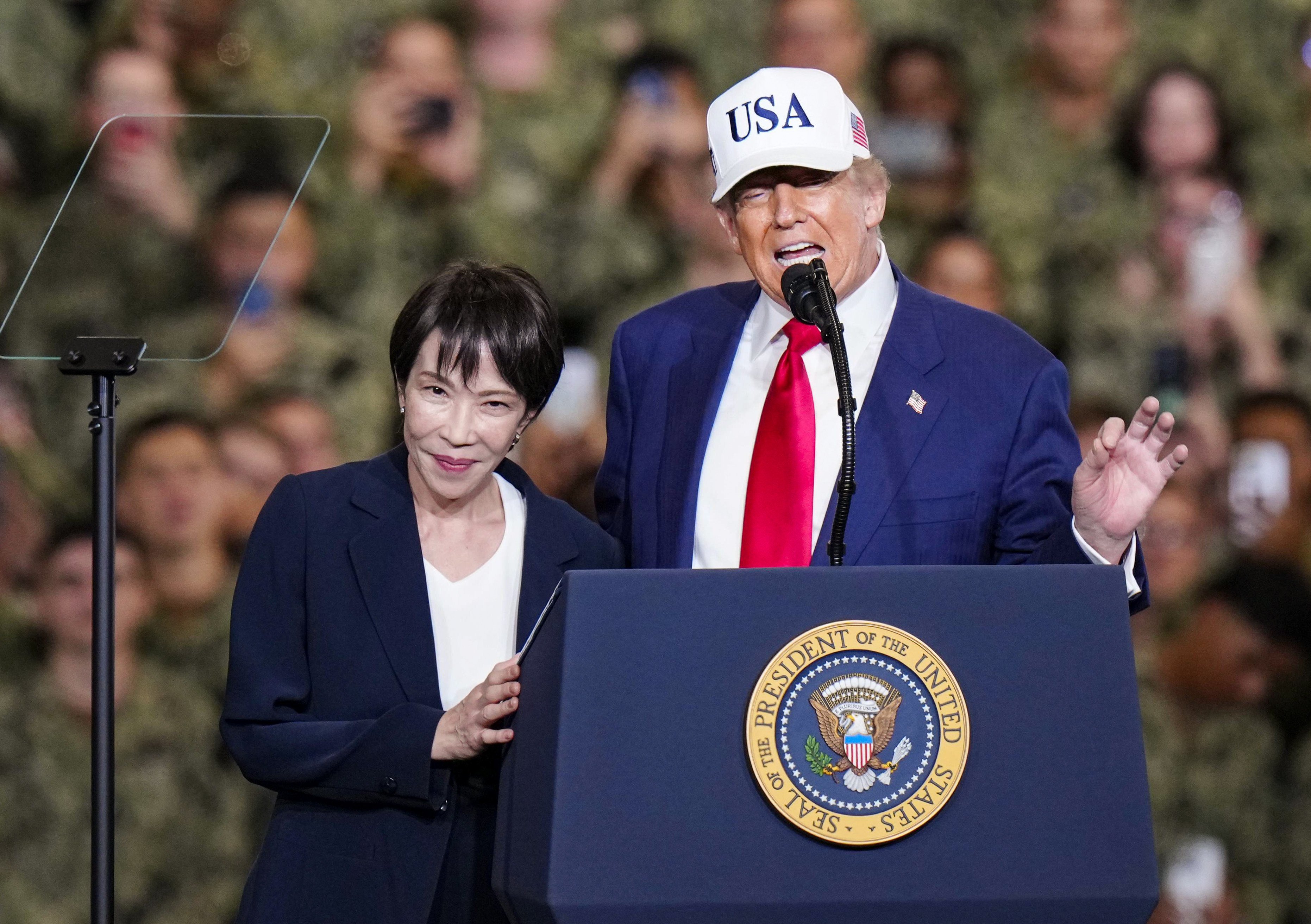 Tokyo on Thursday rejected a report that US President Donald Trump had asked Japanese Prime Minister Sanae Takaichi to “temper” her tone on Taiwan. Photo: Kyodo
