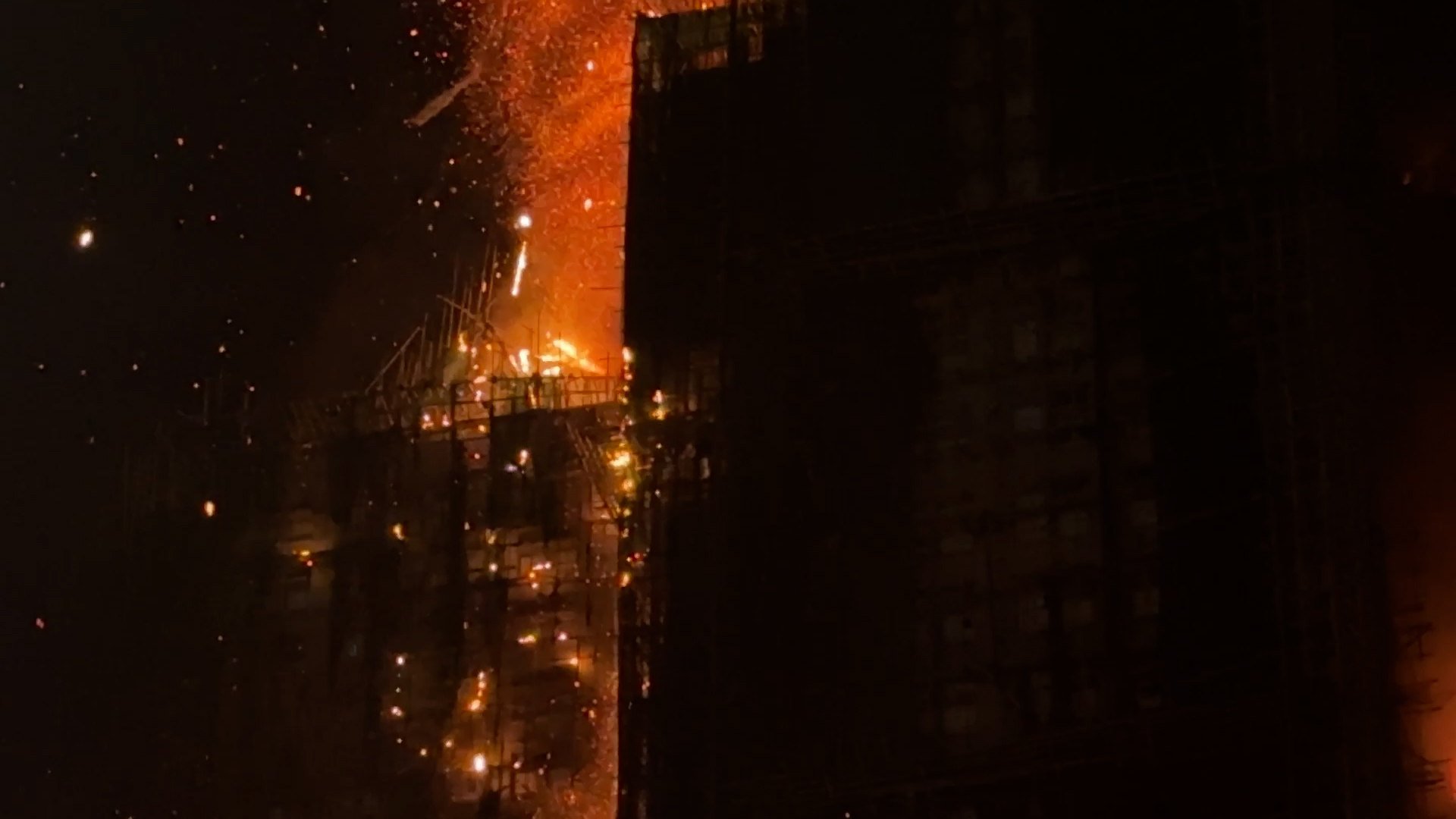 Police said they received multiple reports of people trapped in a building where the blaze started.