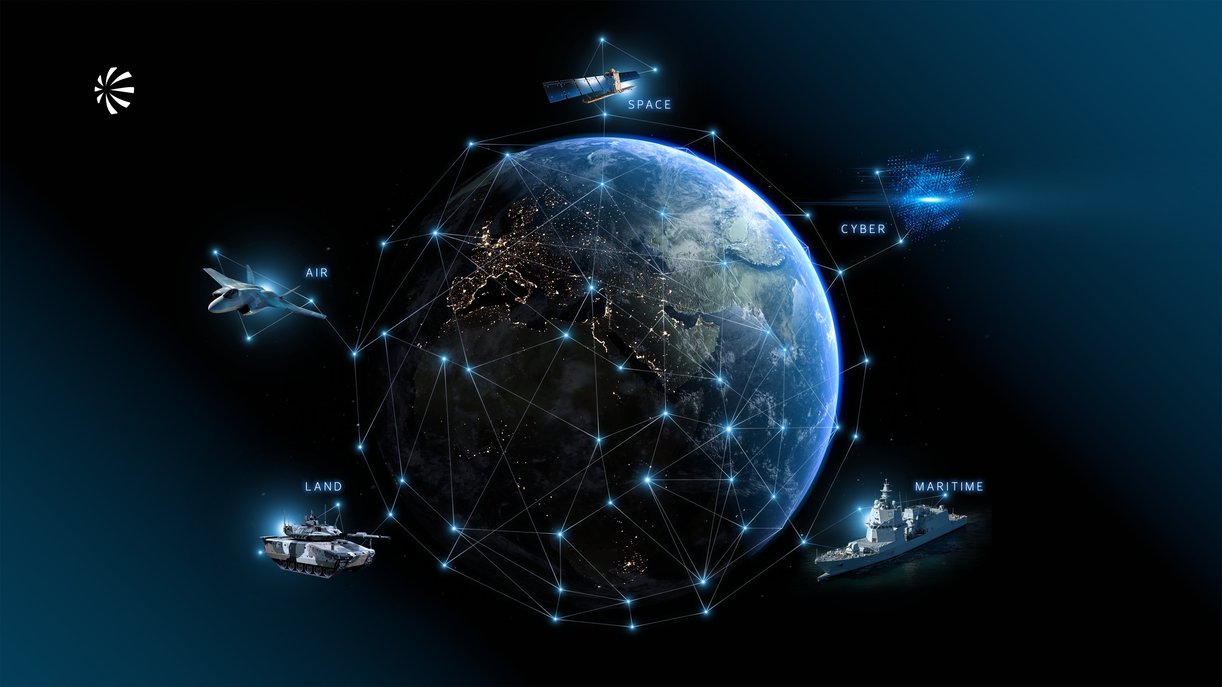 The Michelangelo Dome aims to coordinate warfare platforms from below sea level to out in space across a single network. Image: Leonardo.
