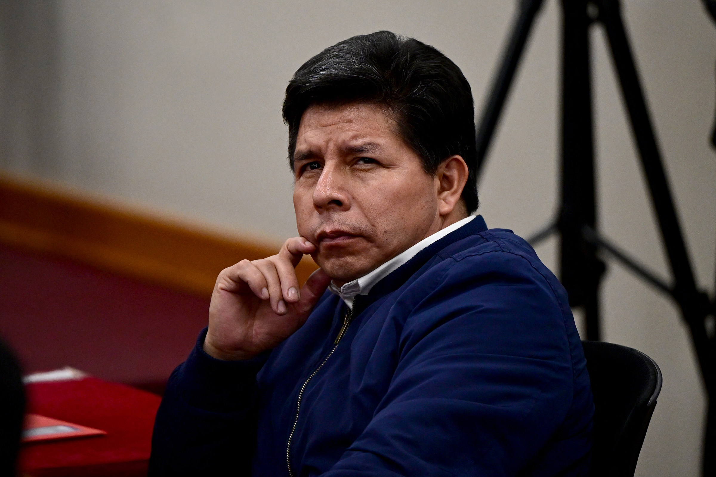Peru’s former president Pedro Castillo in the courtroom. Photo: AFP