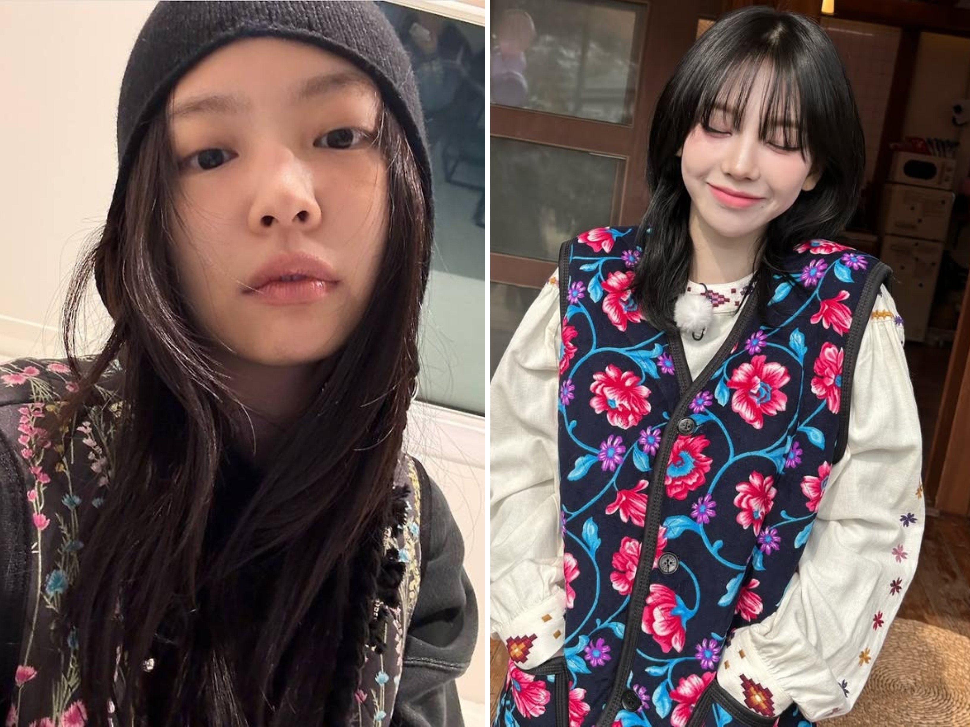 Blackpink’s Jennie and Aespa’s Karina are just two K-pop idols who are bringing the kimjang vest back into vogue. Photos: @jennierubyjane, @katarinabluu/Instagram