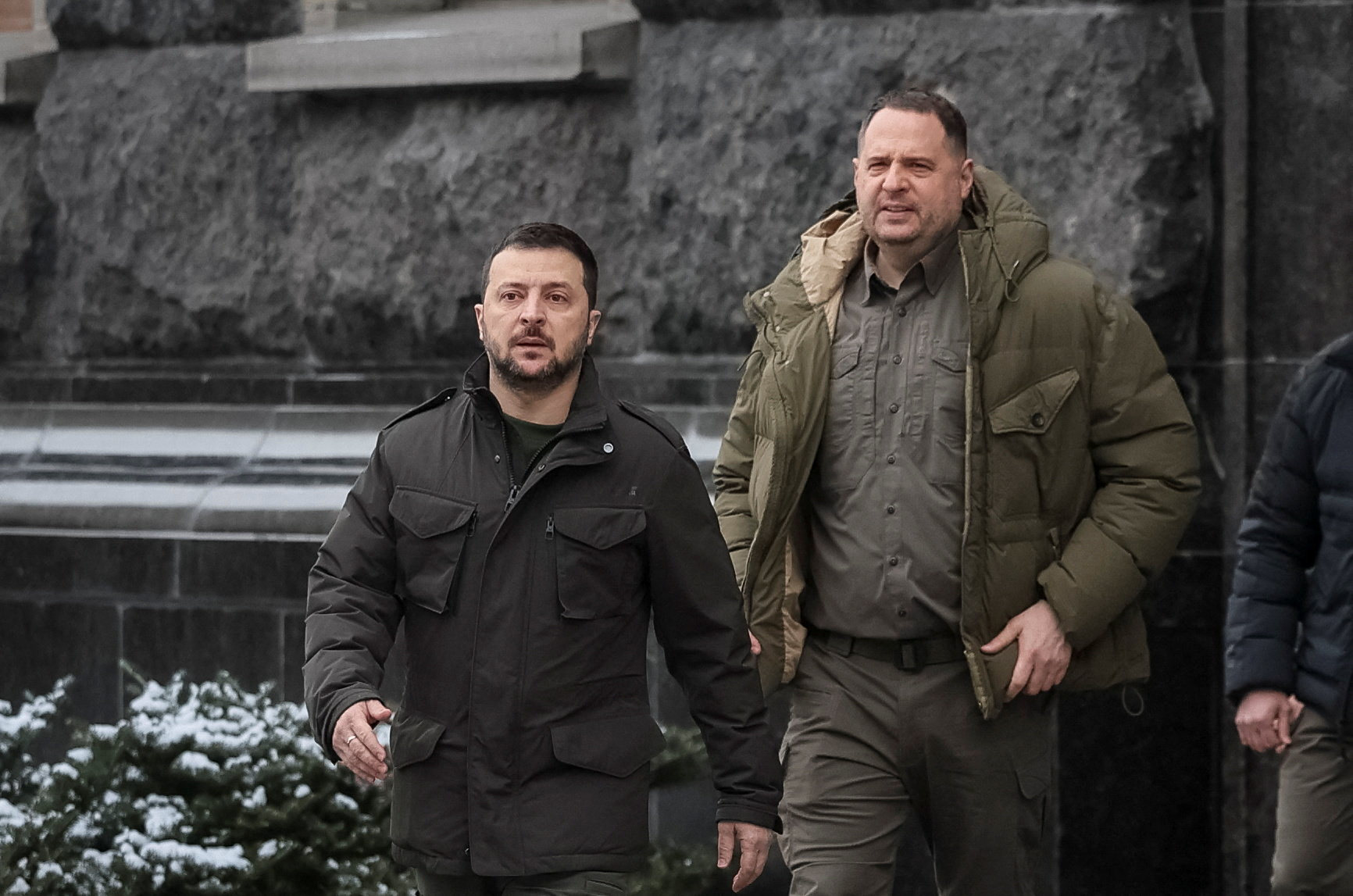 Ukraine’s President Volodymyr Zelenskiy (left) and Head of the Presidential Office Andriy Yermak in Kyiv, Ukraine. Photo: Reuters