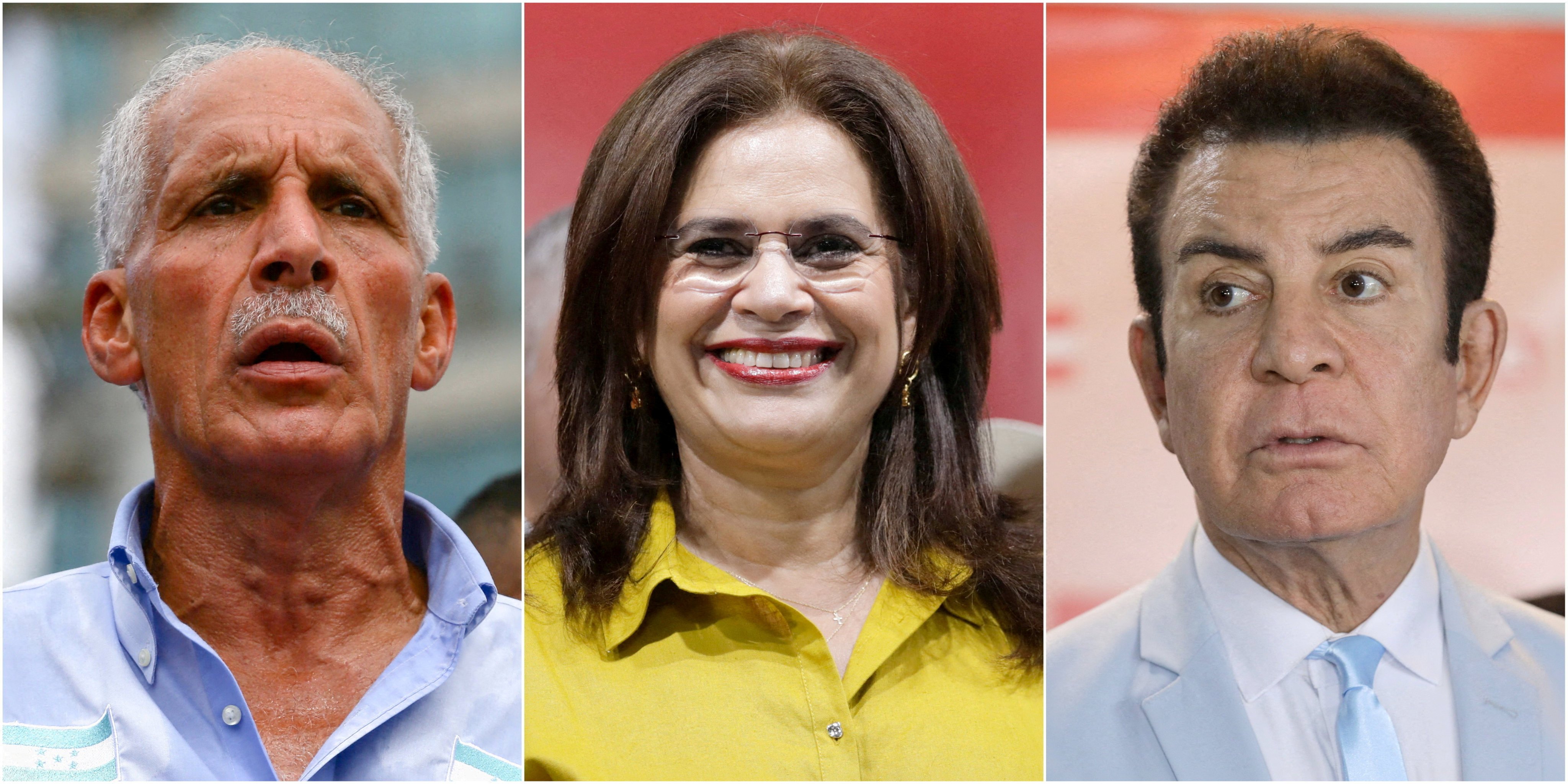 Honduran presidential candidates Nasry Asfura of the the conservative National Party (PN) endorsed by US President Donald Trump (left), Rixi Moncada of the left-wing LIBRE (centre), and Salvador Nasralla of the Liberal Party. Photo: Reuters