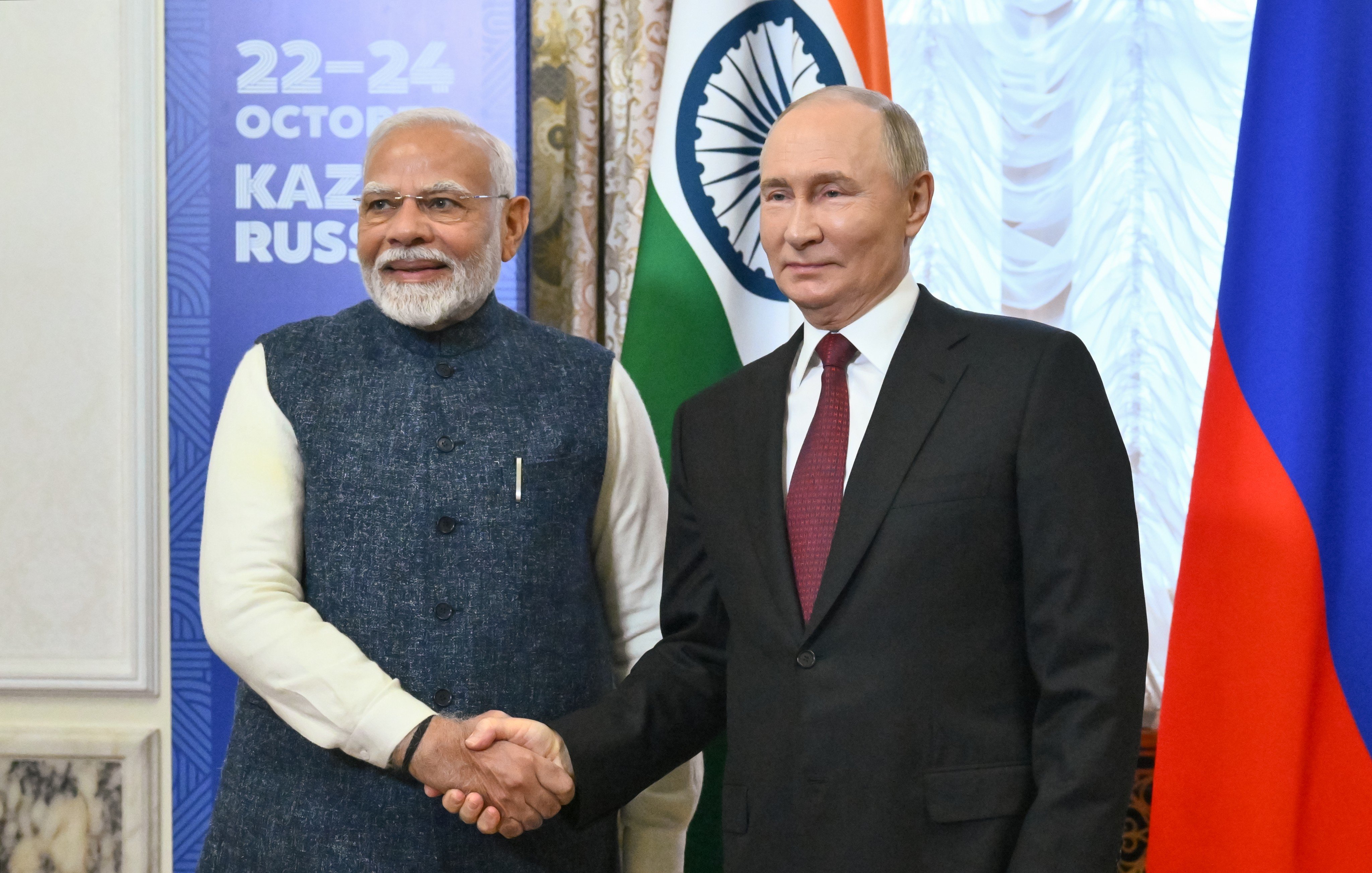 Russian President Vladimir Putin meets with Indian Prime Minister Narendra Modi during the 16th BRICS Summit in Kazan, Russia, on October 22. Photo: dpa