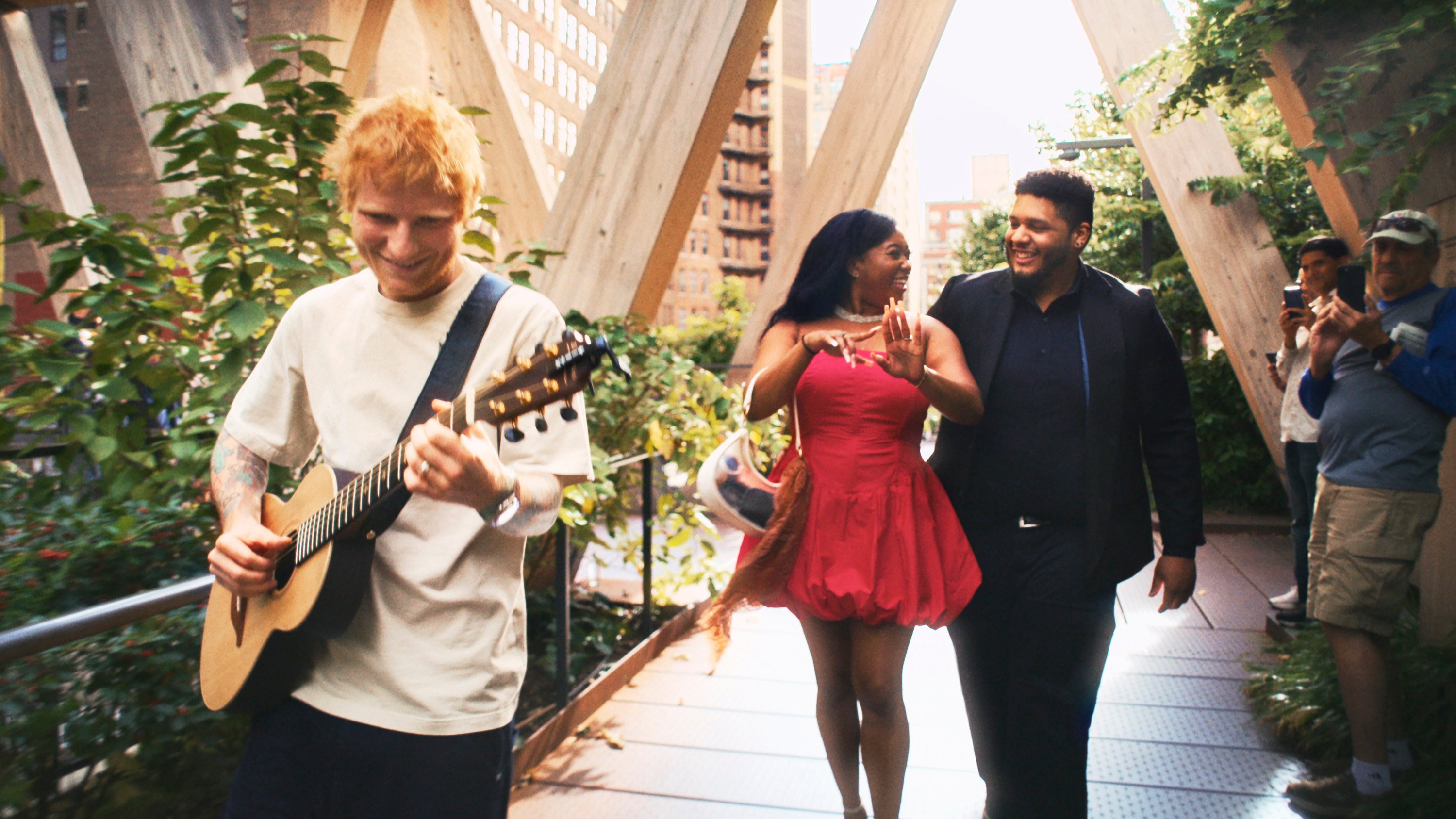 Ed Sheeran in a still from the Netflix series One Shot with Ed Sheeran, which was filmed in one take in New York. Photo: TNS