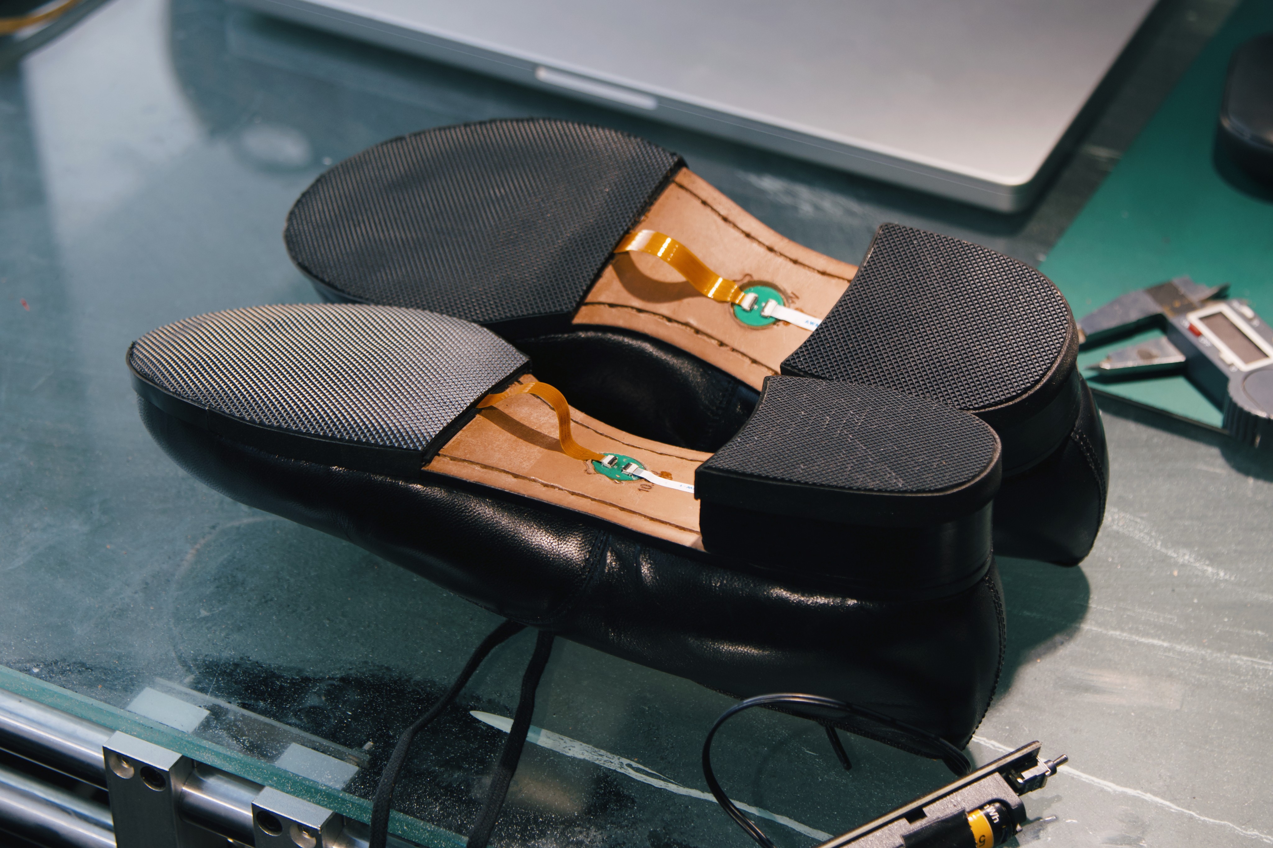 The electronic tap-dancing footwear features seven sensors under each shoe. Photo: Step Out Studios