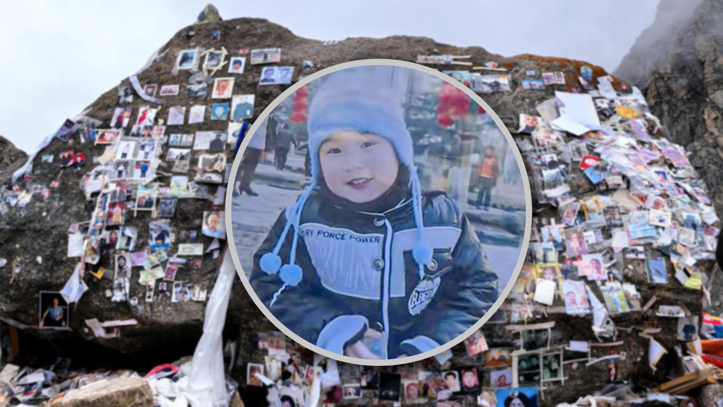 A young man, who rode his motorcycle from Jiangsu to Tibet, fulfilled a mother’s request by placing her deceased son’s photo on a stone believed to be close to heaven. Photo: SCMP composite/Douyin
