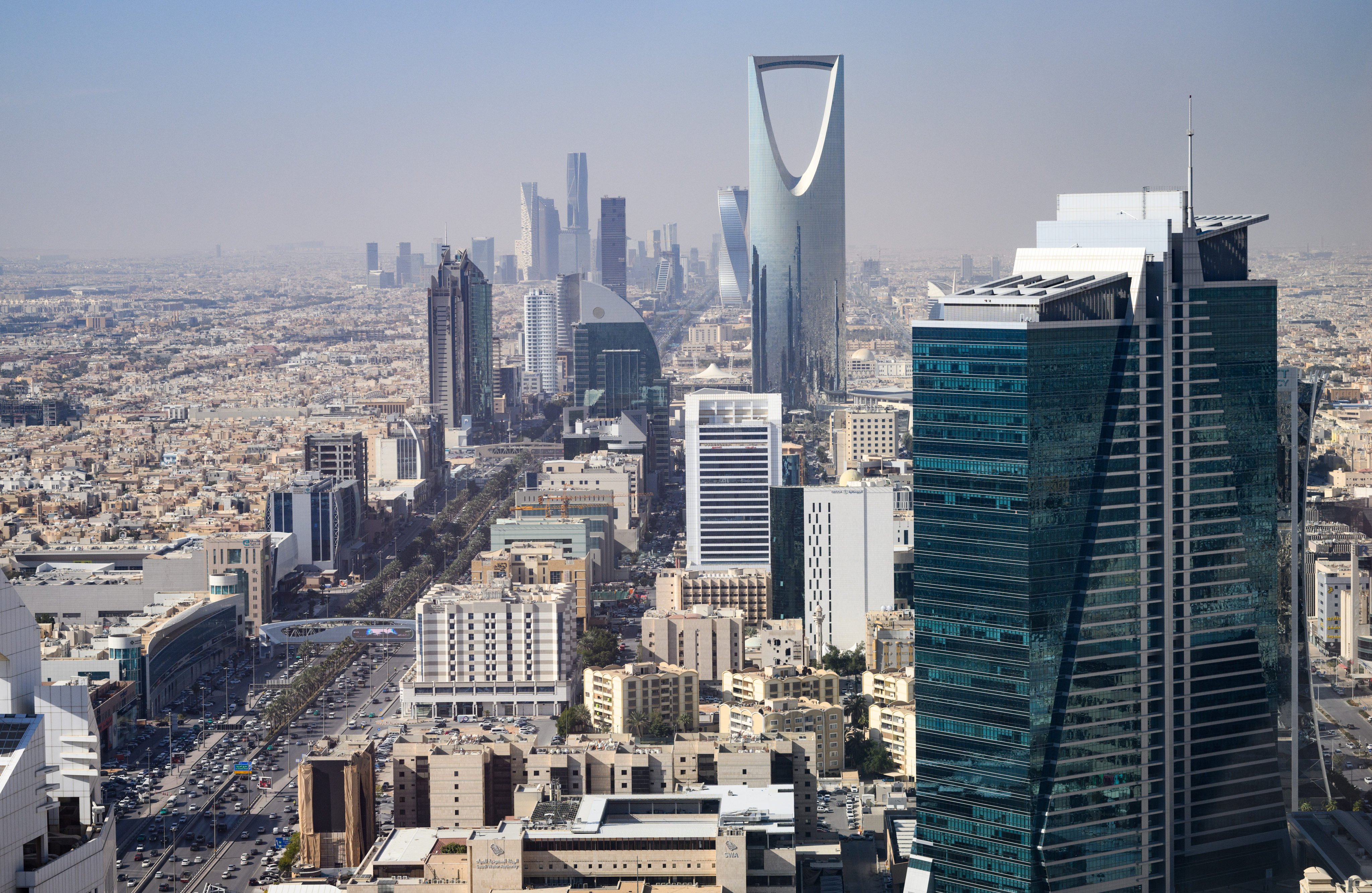 The Riyadh city centre from the terrace of the Al Faisaliah Tower. Saudi Arabia’s Vision 2023 aims to diversify the country’s economy into a global, modern powerhouse. Photo: dpa/Getty Images