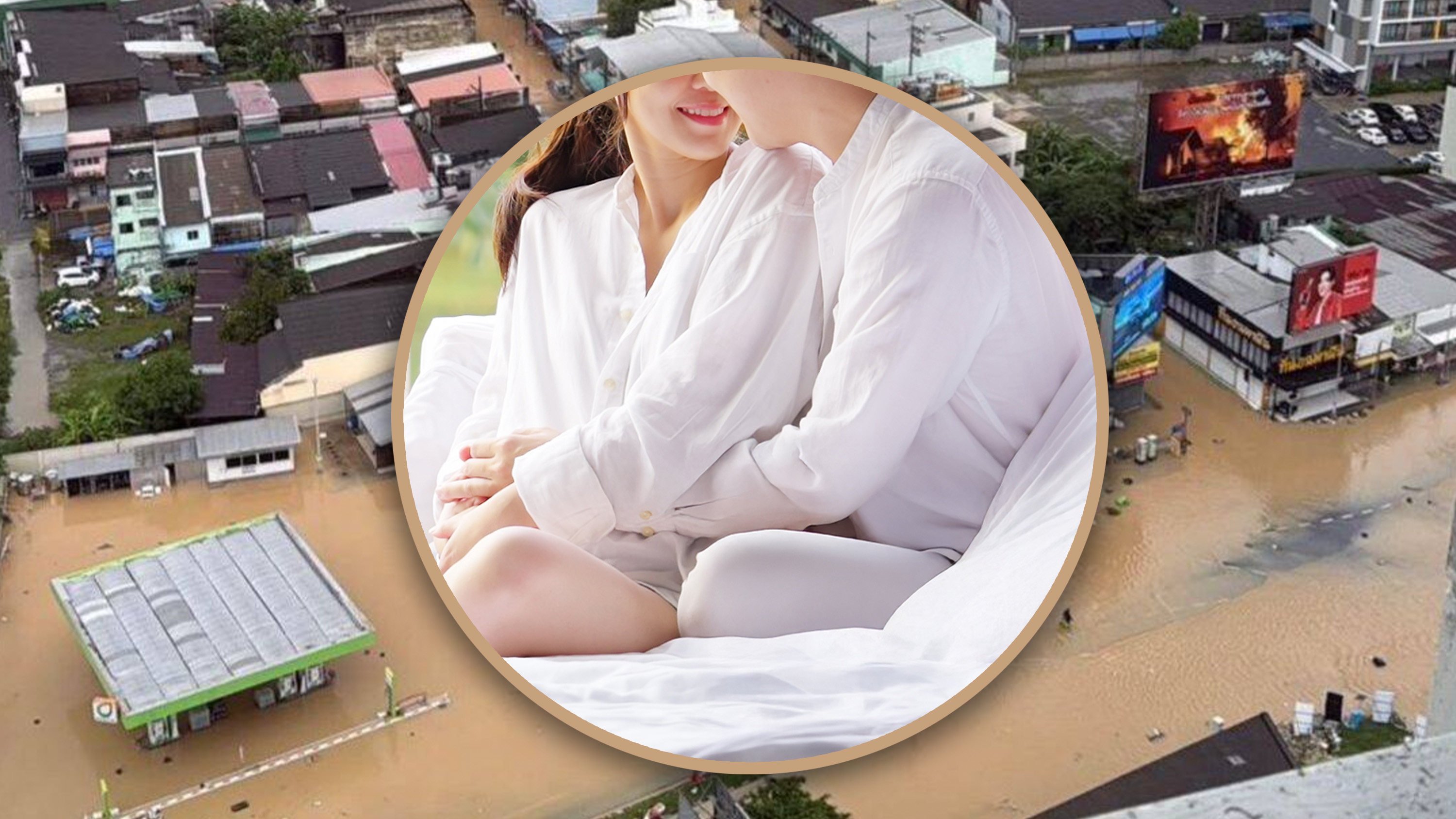 A Malaysian man lied to his wife that he was travelling with his colleagues was caught in Thailand, holidaying with his mistress after being trapped by floods. Photo: SCMP composite/Shutterstock/Facebook