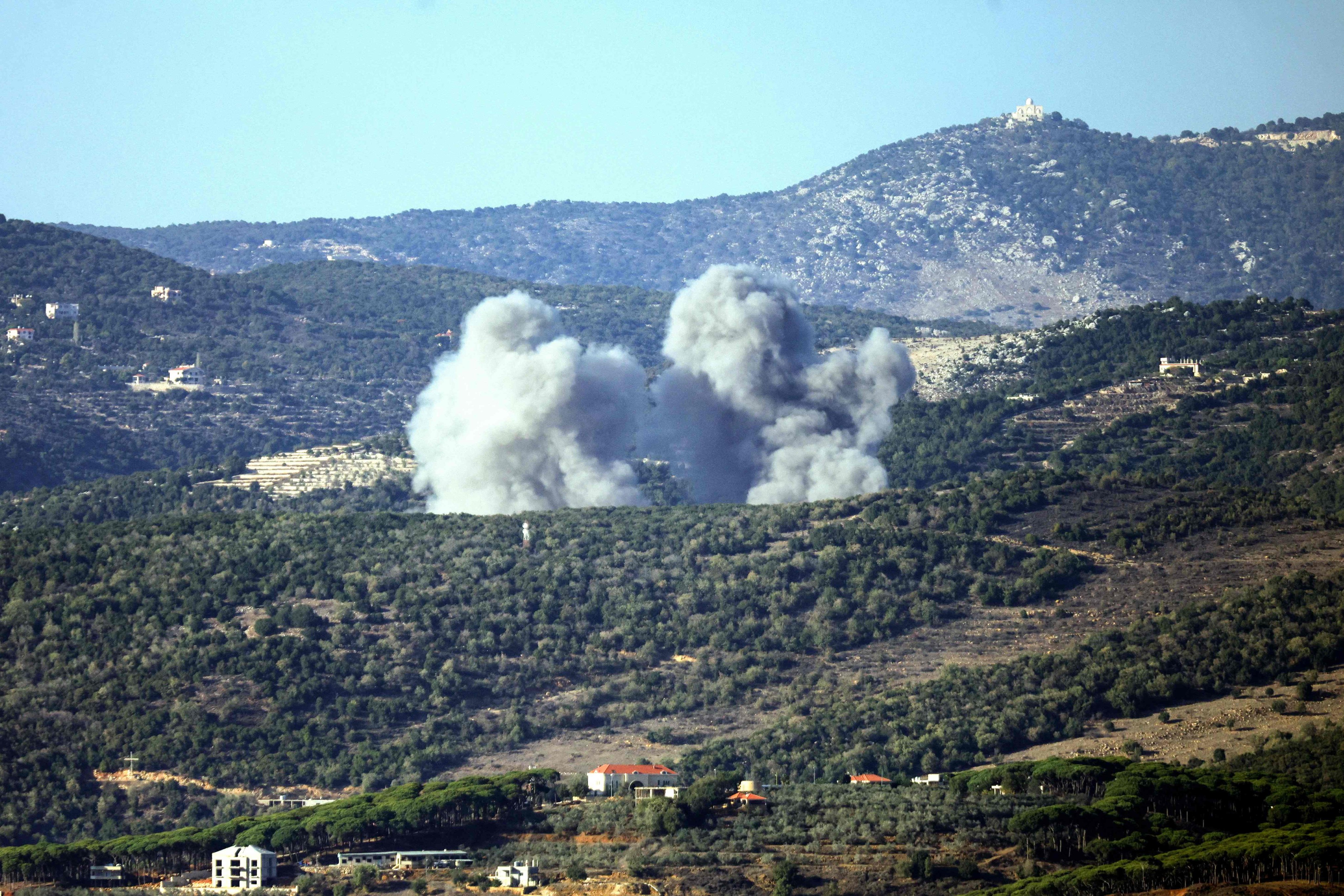 Smoke rises from the site of an Israeli air strike that targeted the southern Lebanese village of Sejoud on Thursday. Photo: AFP