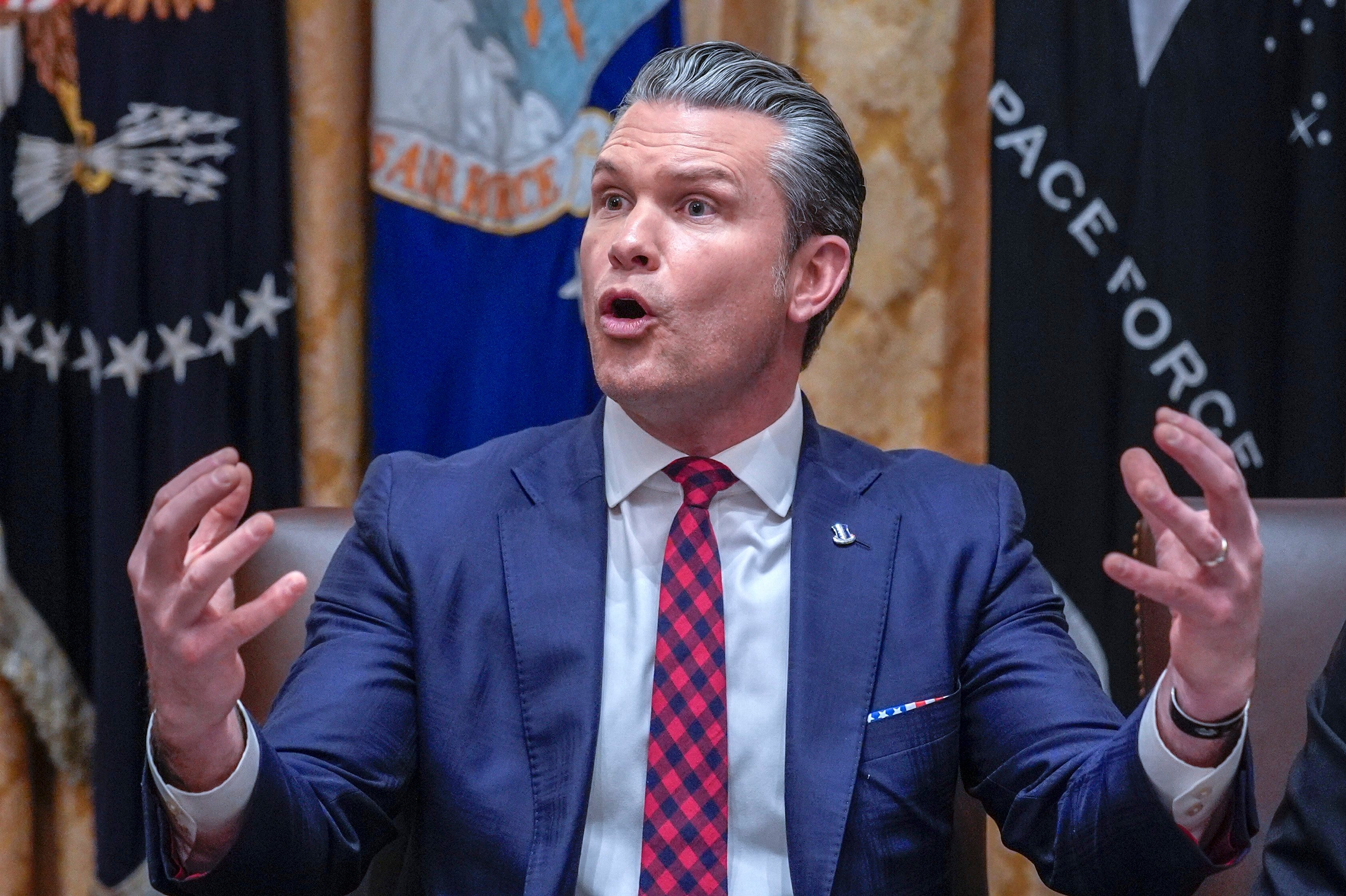 US Defence Secretary Pete Hegseth answers a reporter’s question during a cabinet meeting at the White House on Tuesday. Photo: EPA