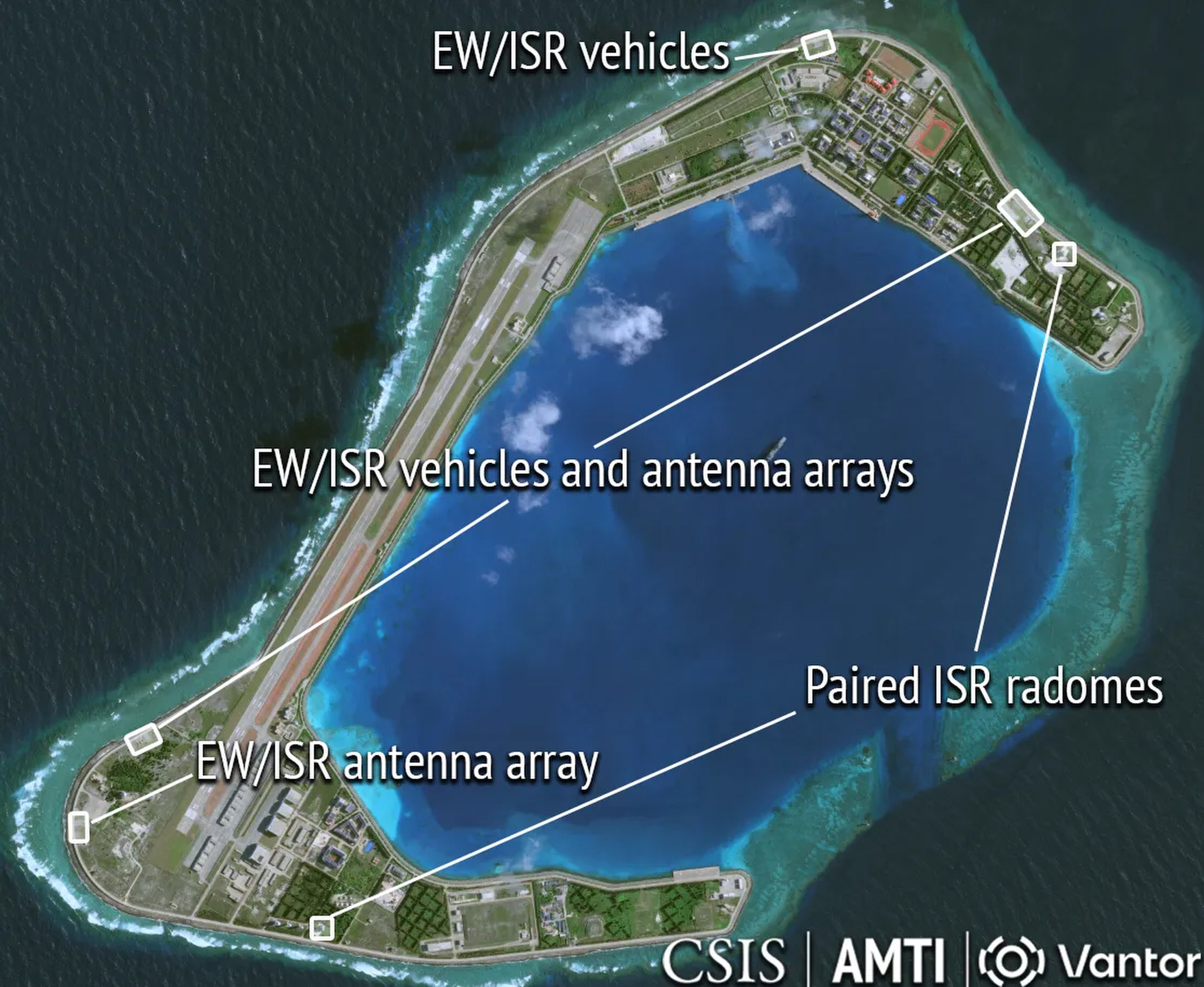 New satellite images reveal upgrades at Fiery Cross Reef in the South China Sea, according to Asia Maritime Transparency Initiative. Photo: CSIS/AMTI