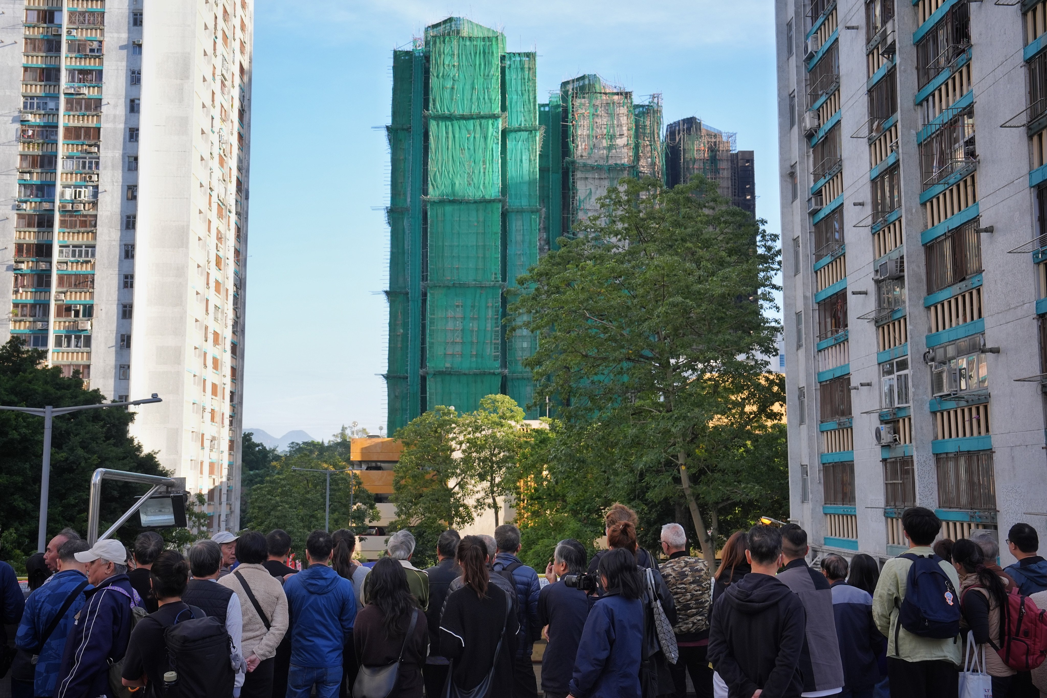 Just one block at Wang Fuk Court was untouched by the inferno. Photo: Elson Li