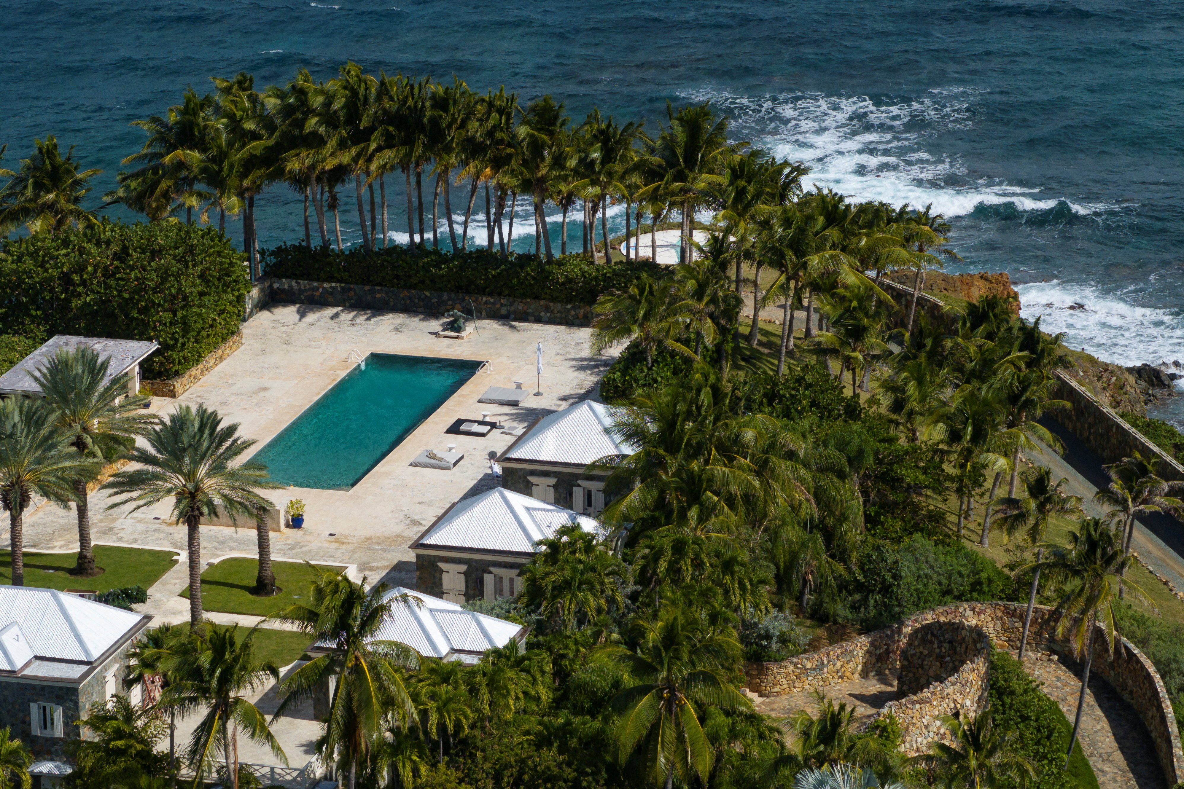 A drone view shows a pool on Little St James, a small private island formerly owned by the late financier Jeffrey Epstein. Photo: Reuters