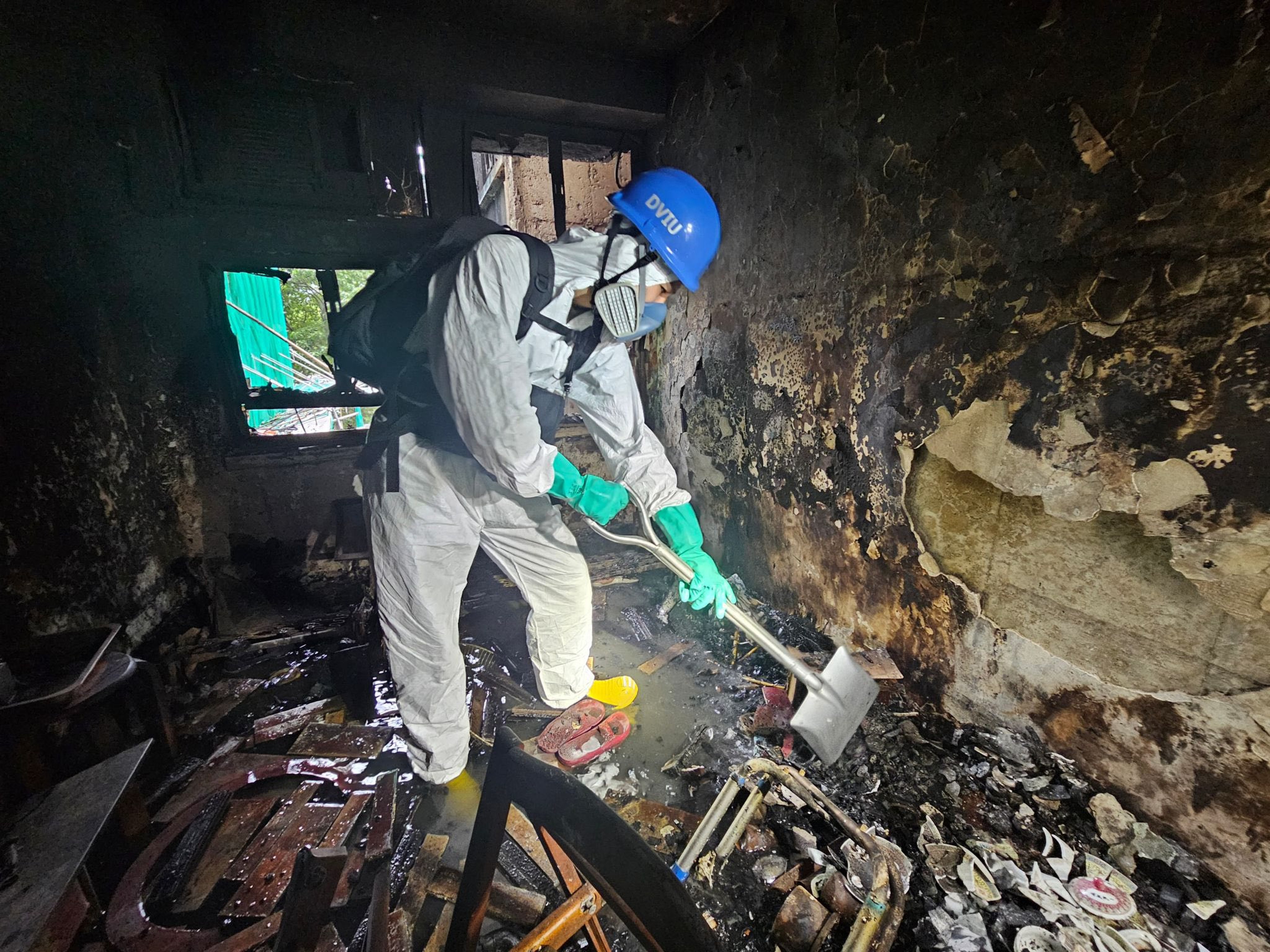 The conditions inside the destroyed Wang Fuk Court. Photo: Handout
