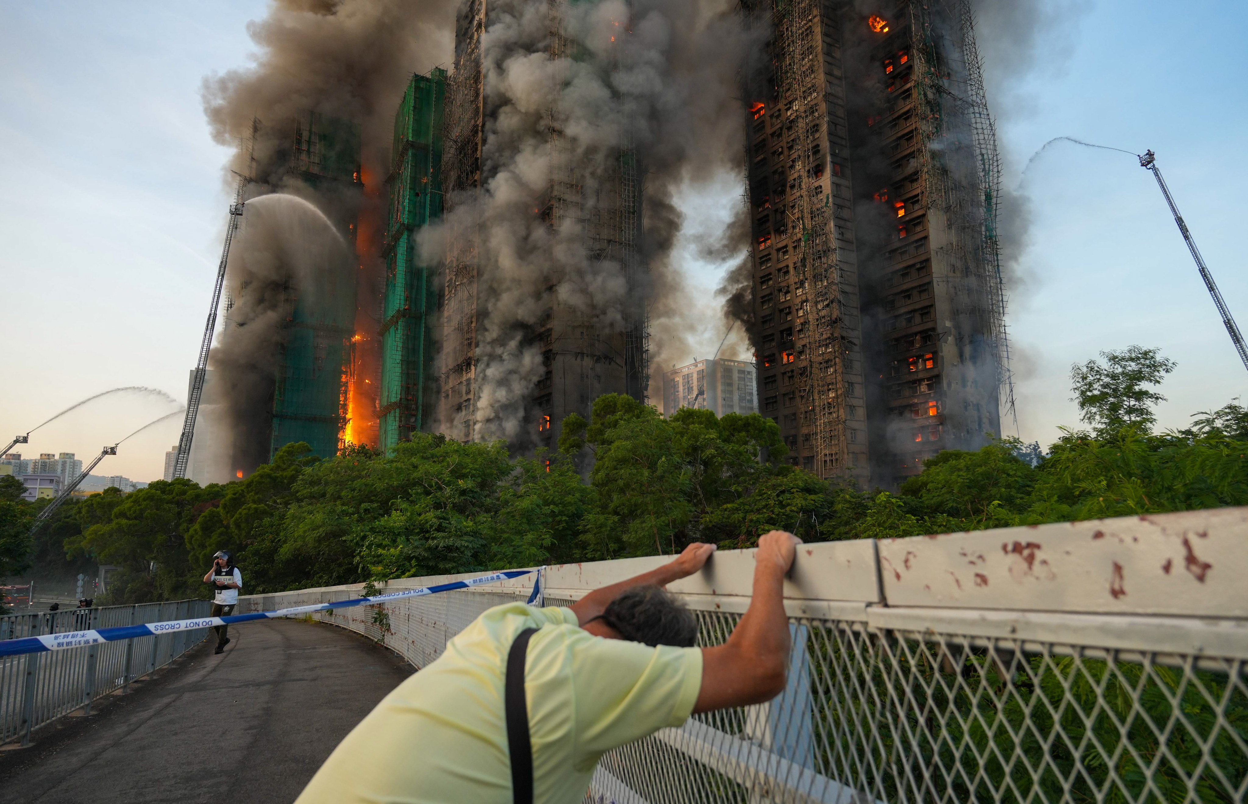 Residential buildings in Tai Po’s Wang Fuk Court burn on November 26, 2025. Hong Kong’s recent tragedy is a grim reminder of the enduring menace fires have posed throughout Chinese history. Photo: Sam Tsang
