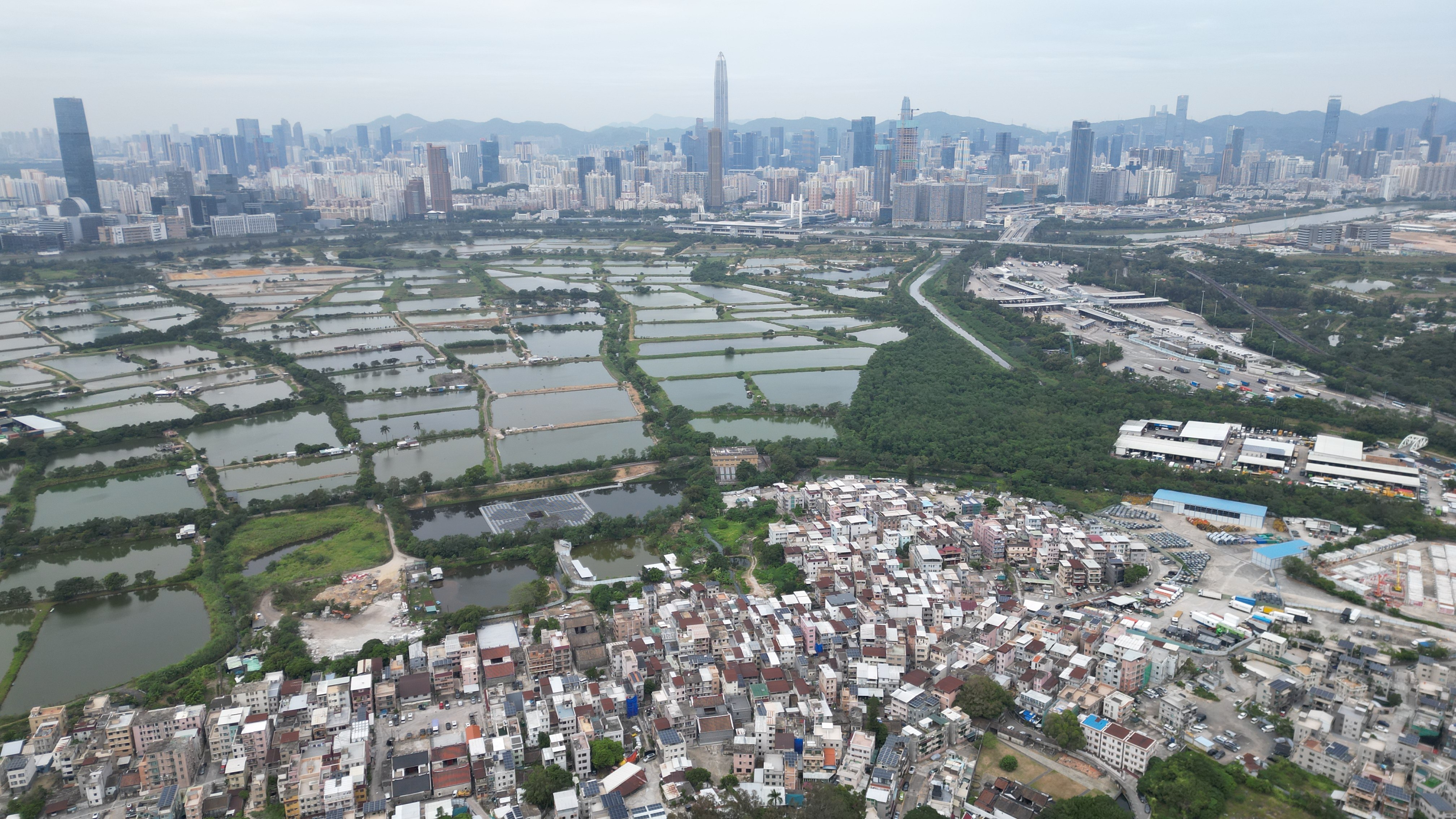 An aerial view of the area marked for the San Tin Technopole development. Photo: Sam Tsang