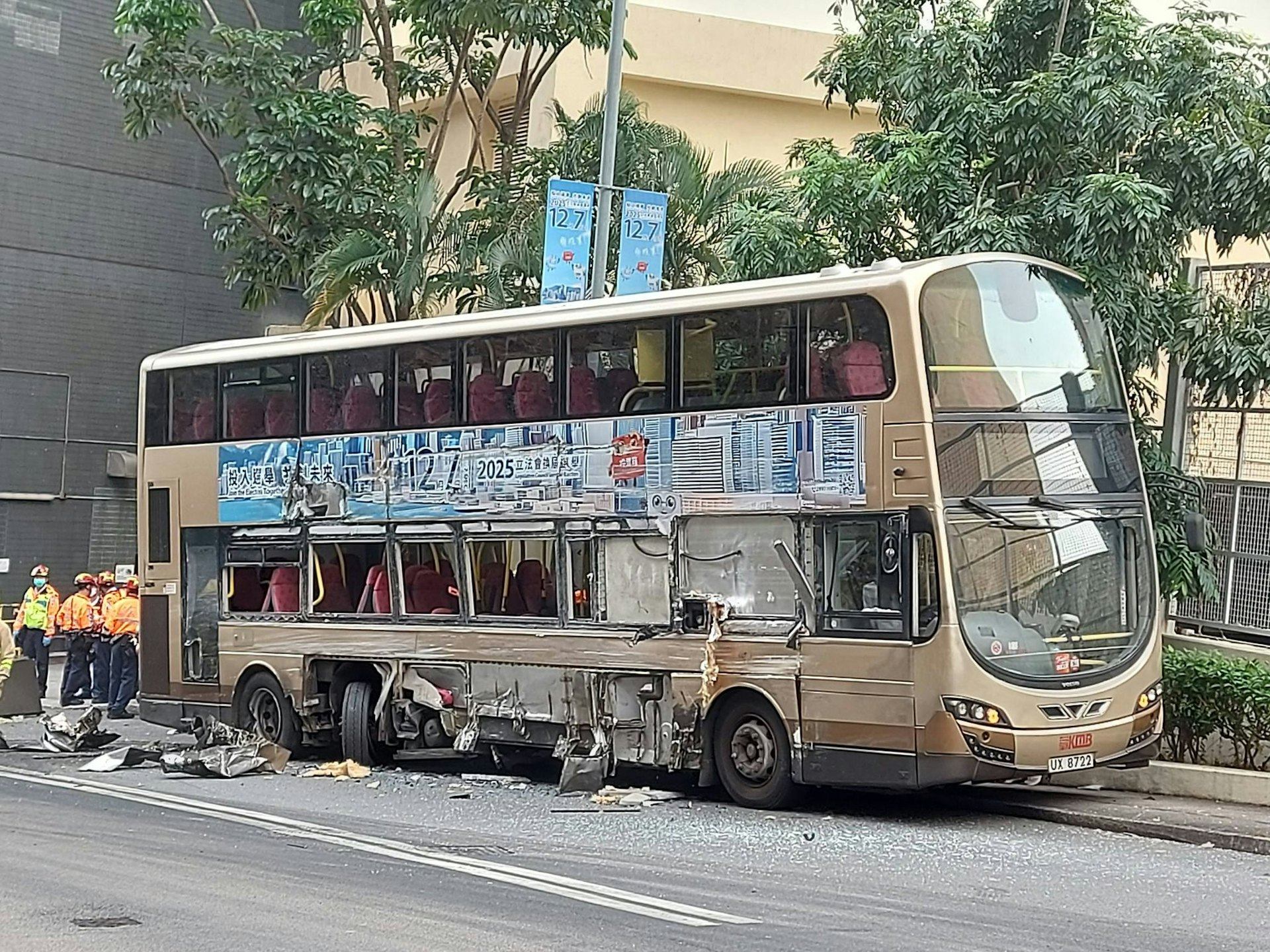 Ten people have been injured in the accident in Kwai Chung, including the driver of the bus and seven passengers.  Photo: Handout