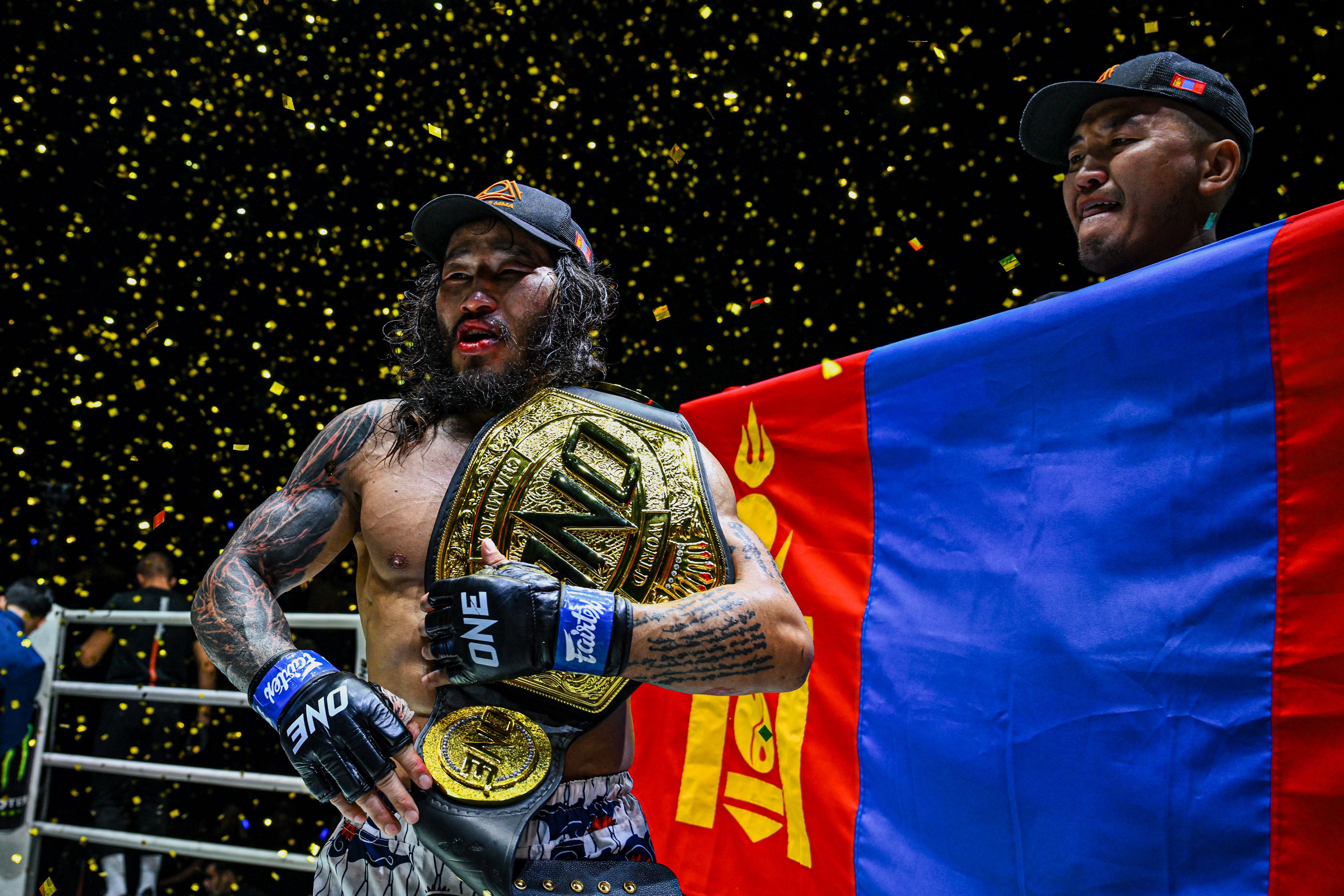 Enkh Orgil Baatarkhuu ended the night as only the second Mongolian fighter to capture an MMA world title in ONE. Photo: Handout