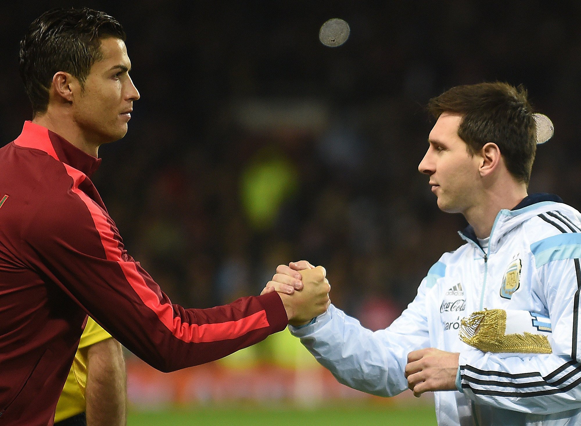 Argentina s Lionel Messi (right) could face Portugal’s Cristiano Ronaldo during the 2026 World Cup. Photo: TNS