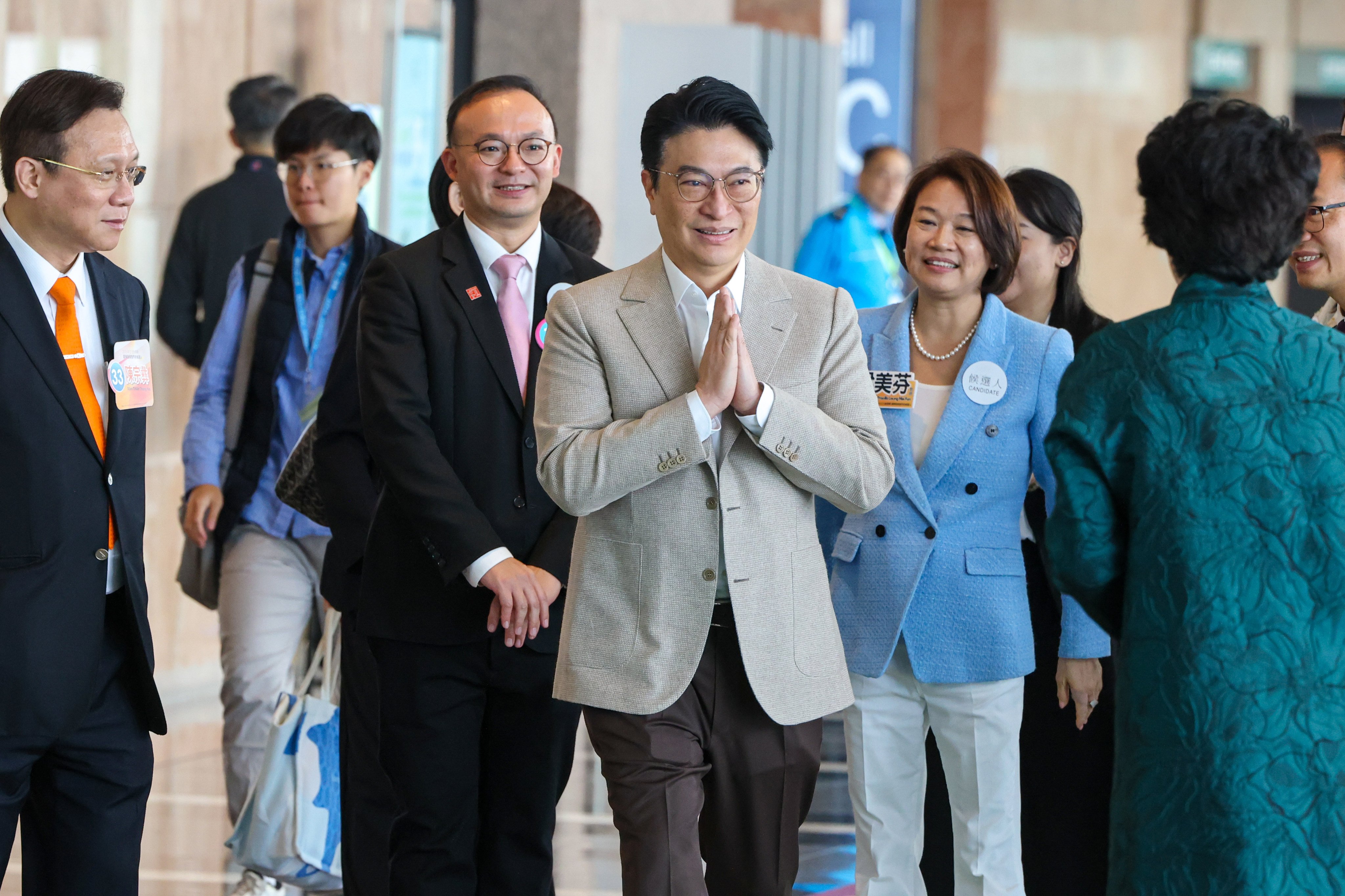 Henderson Land Development chairman Martin Lee made his presence felt in Wan Chai, where he cast his ballot. Photo: Nora Tam