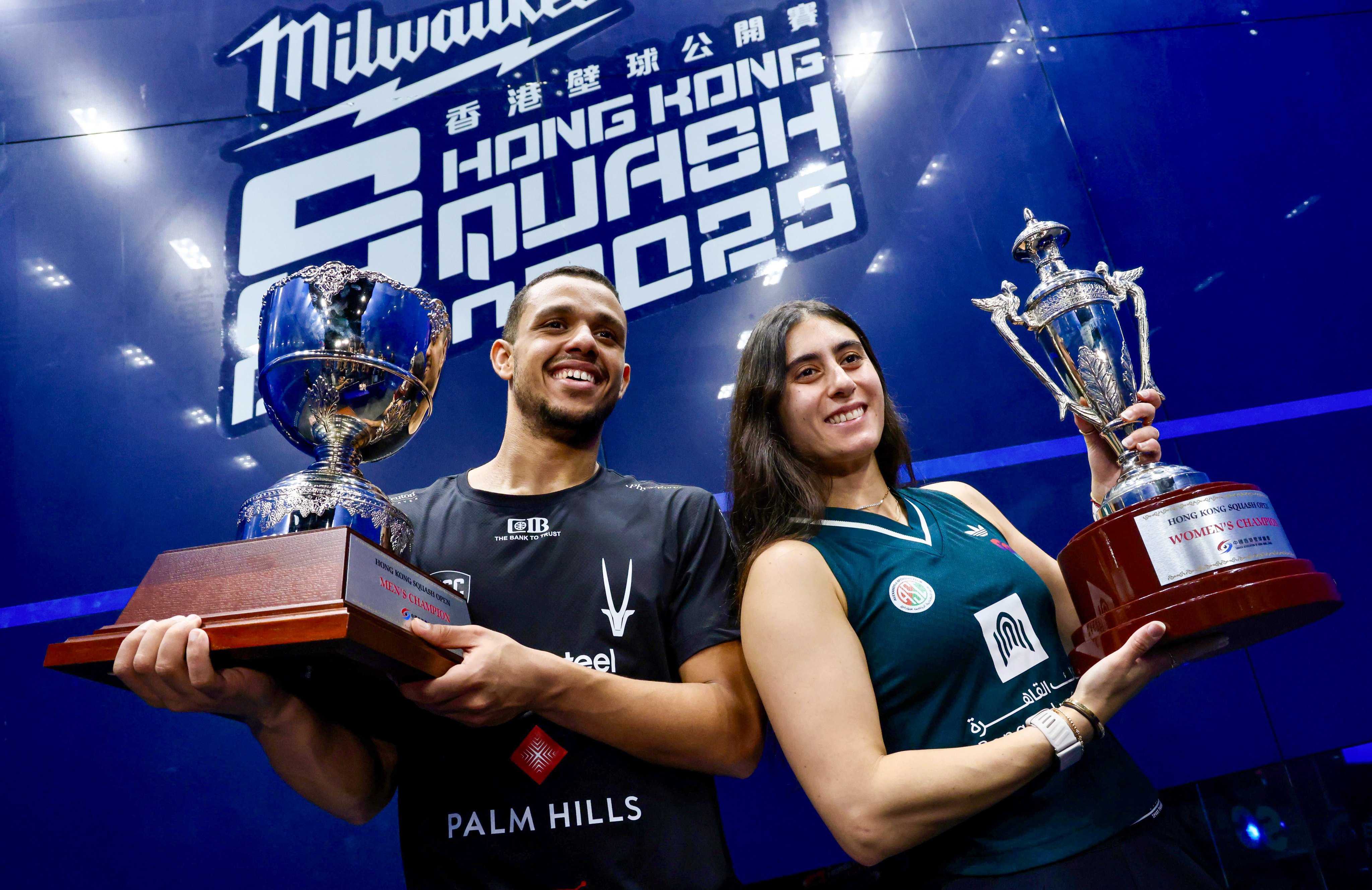 Nour El Sherbini and Mostafa Asal crowned champions of Hong Kong Squash Open. Photo: Jonathan Wong
