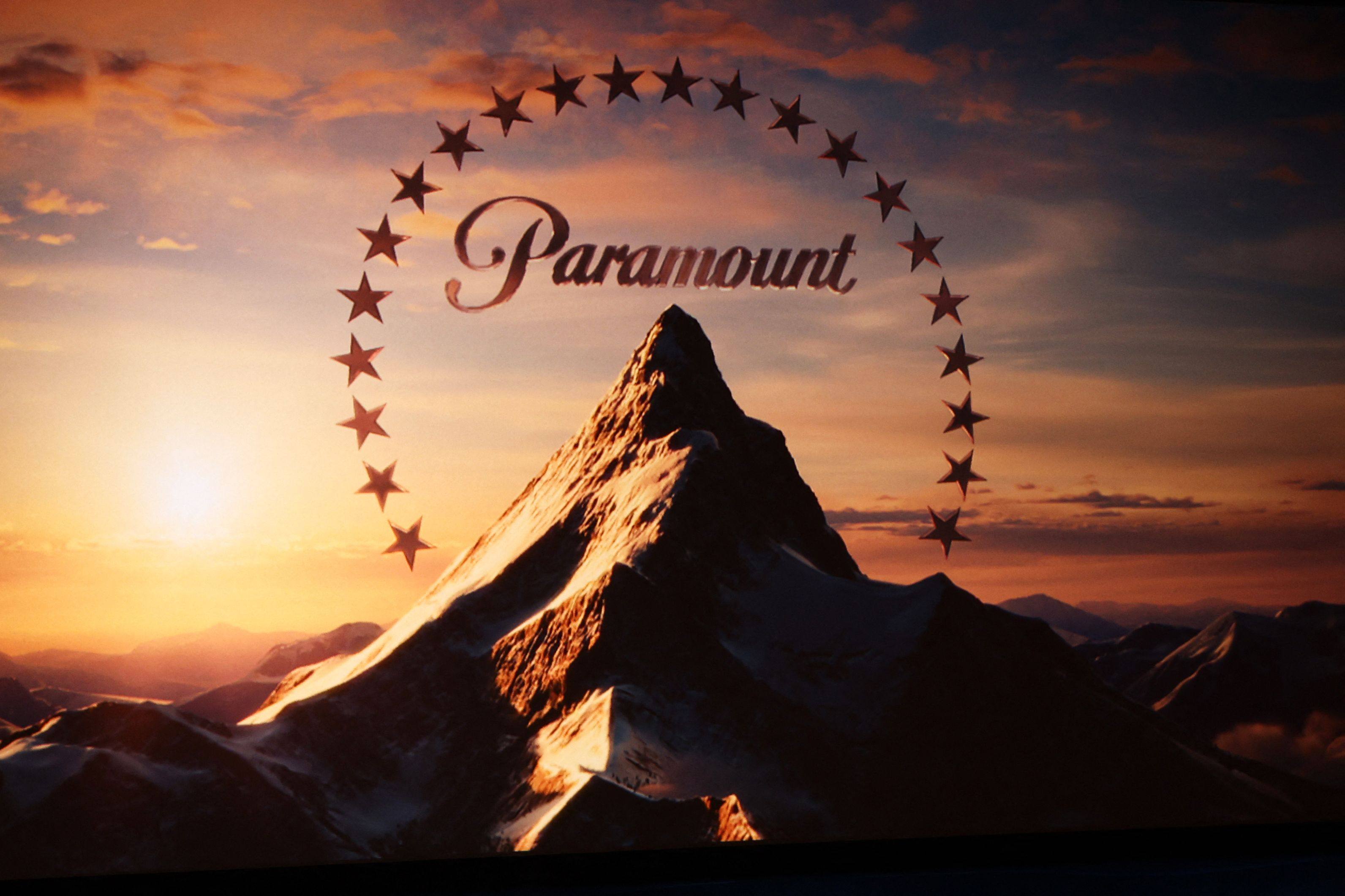 The Paramount logo is displayed on screen at Caesars Palace at CinemaCon 2025 in Las Vegas, Nevada in April. Paramount is countering Netflix with cash bid for Warner Bros. Photo: AFP