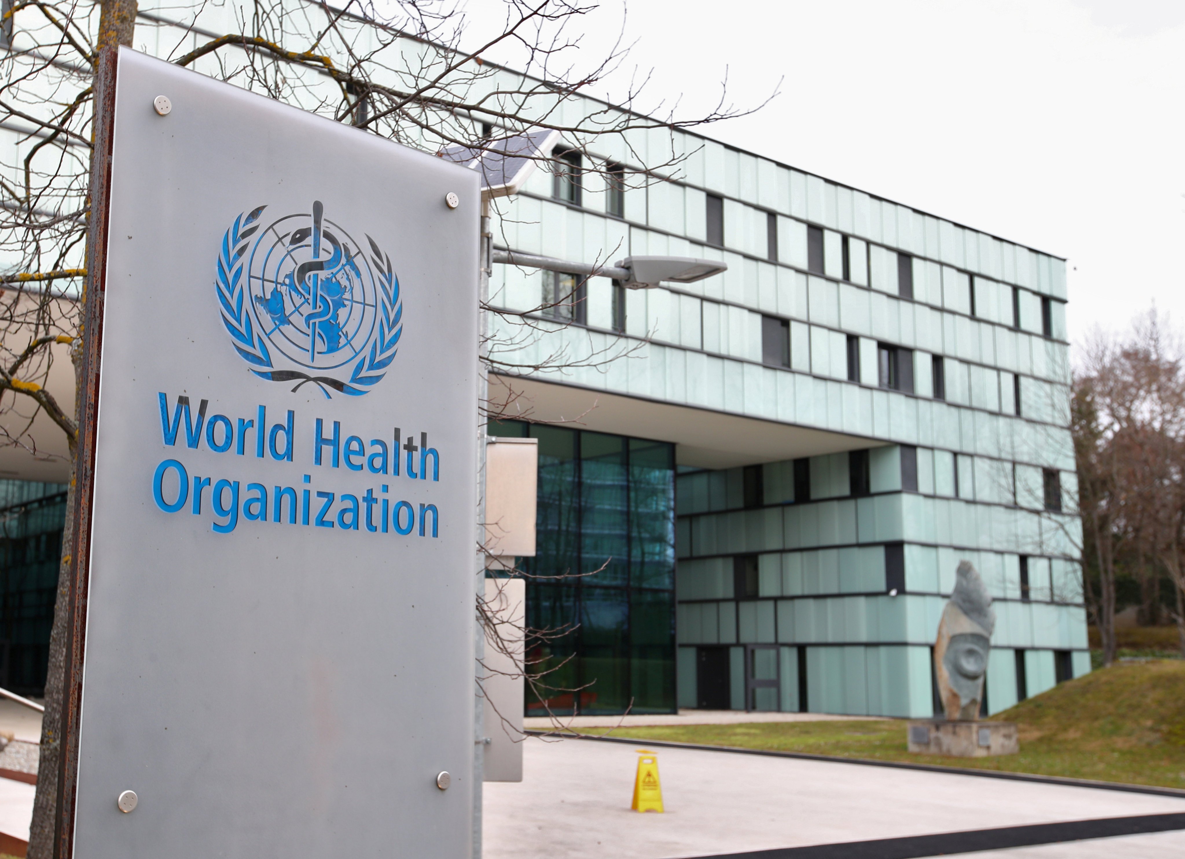 The logo of the World Health Organization is pictured outside the agency’s office in Geneva, Switzerland. Photo: Reuters