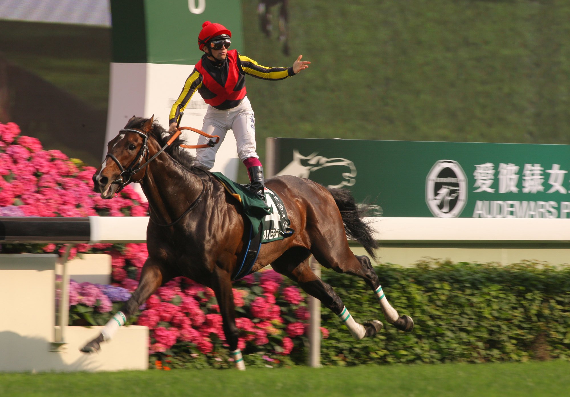 Umberto Rispoli wins the 2012 QE II Cup (2,000m) aboard Rulership.
