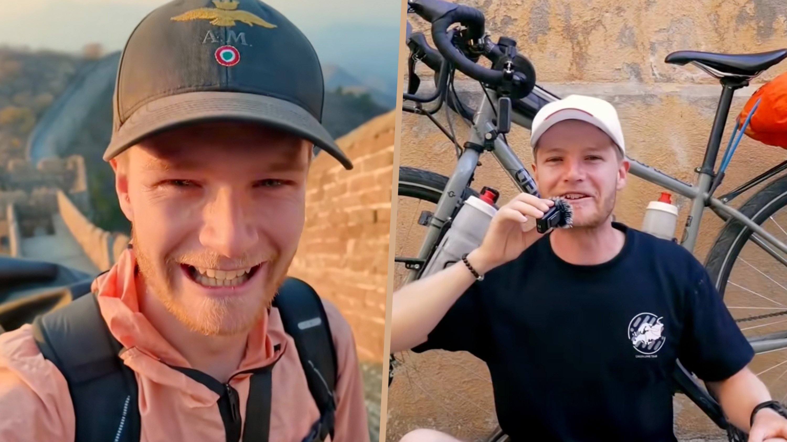 A Frenchman has cycled for eight months from his hometown to Beijing to encourage sufferers of Lyme disease to stay positive. Photo: Douyin