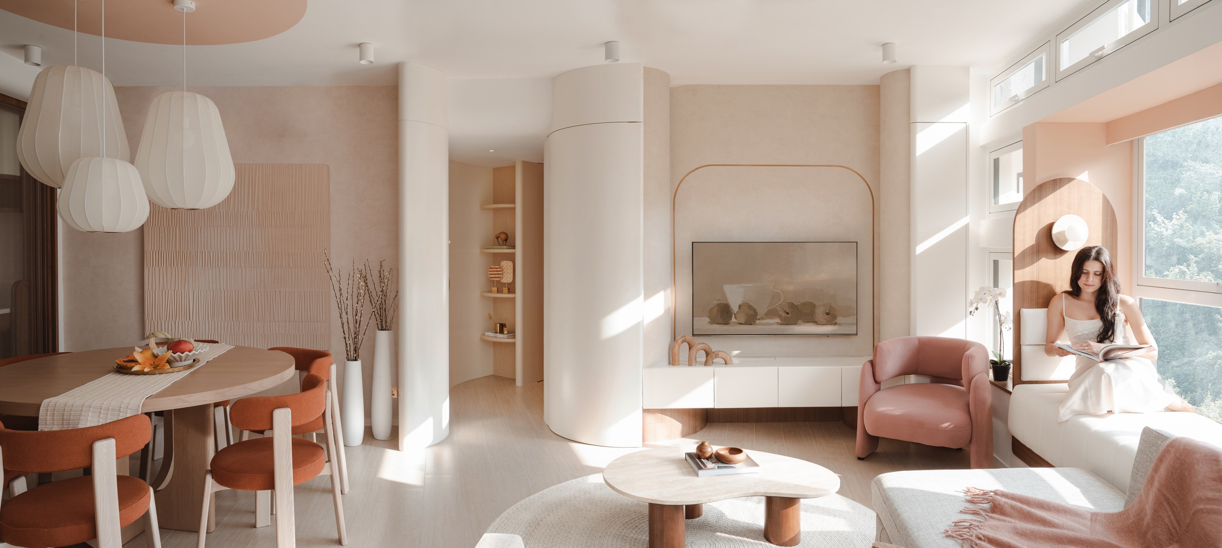 The living room of the renovated apartment in Discovery Bay, Hong Kong, designed by Craft of Both. Photo: Patrick Stefanus