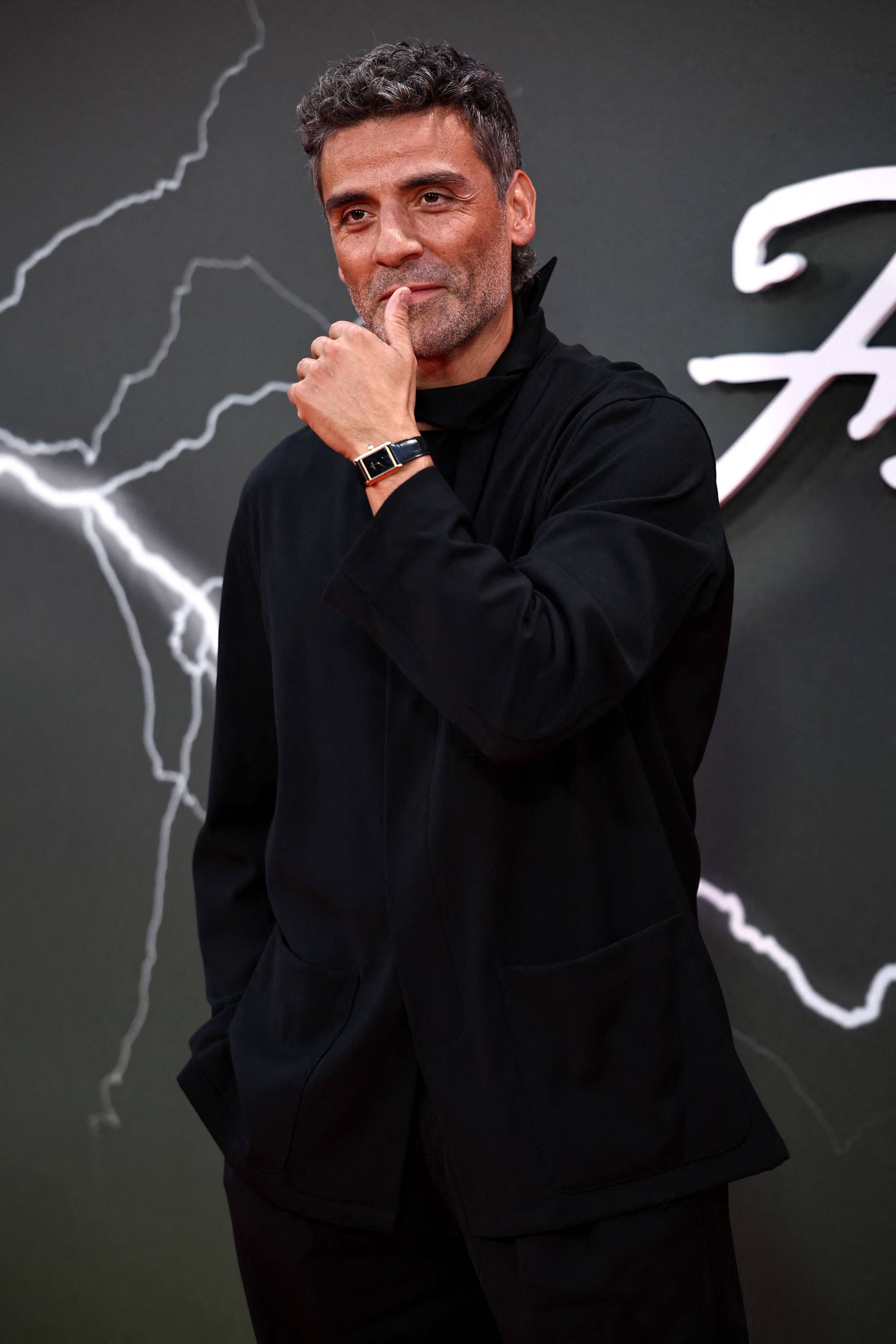 Oscar Isaac at the gala screening of Frankenstein during the 2025 BFI London Film Festival in October, with a Tank Louis Cartier on his wrist. Photo: AFP