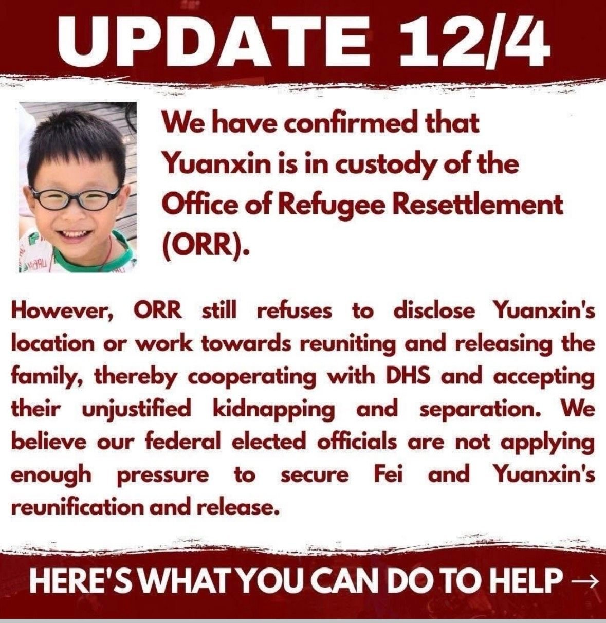 Advocacy groups in the US are urging the public to apply pressure on elected officials over concerns for a 6-year-old boy separated from his father by ICE. Photo: Instagram/ immigrationcoalition