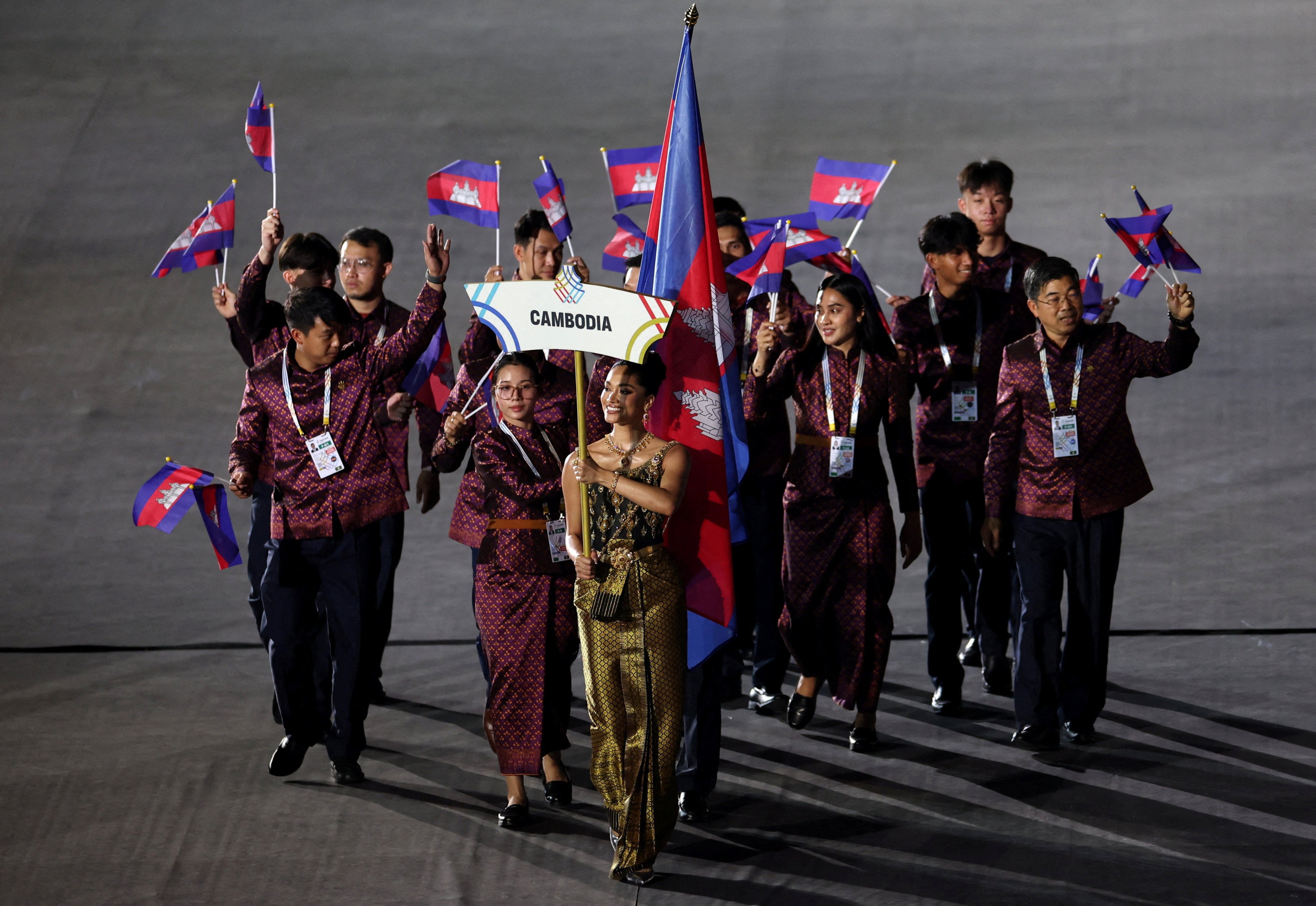 Cambodia’s delegation is seen during the parade of nations at the opening ceremony of the Southeast Asian Games in Rajamangala National Stadium, Bangkok, on Tuesday. Photo: Reuters