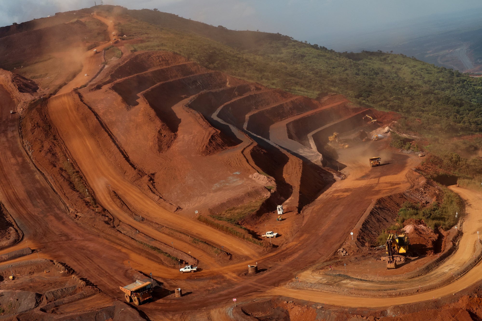 Mining vehicles operate at Blocks 3 and 4 of the Simandou mine last month. Photo: Reuters