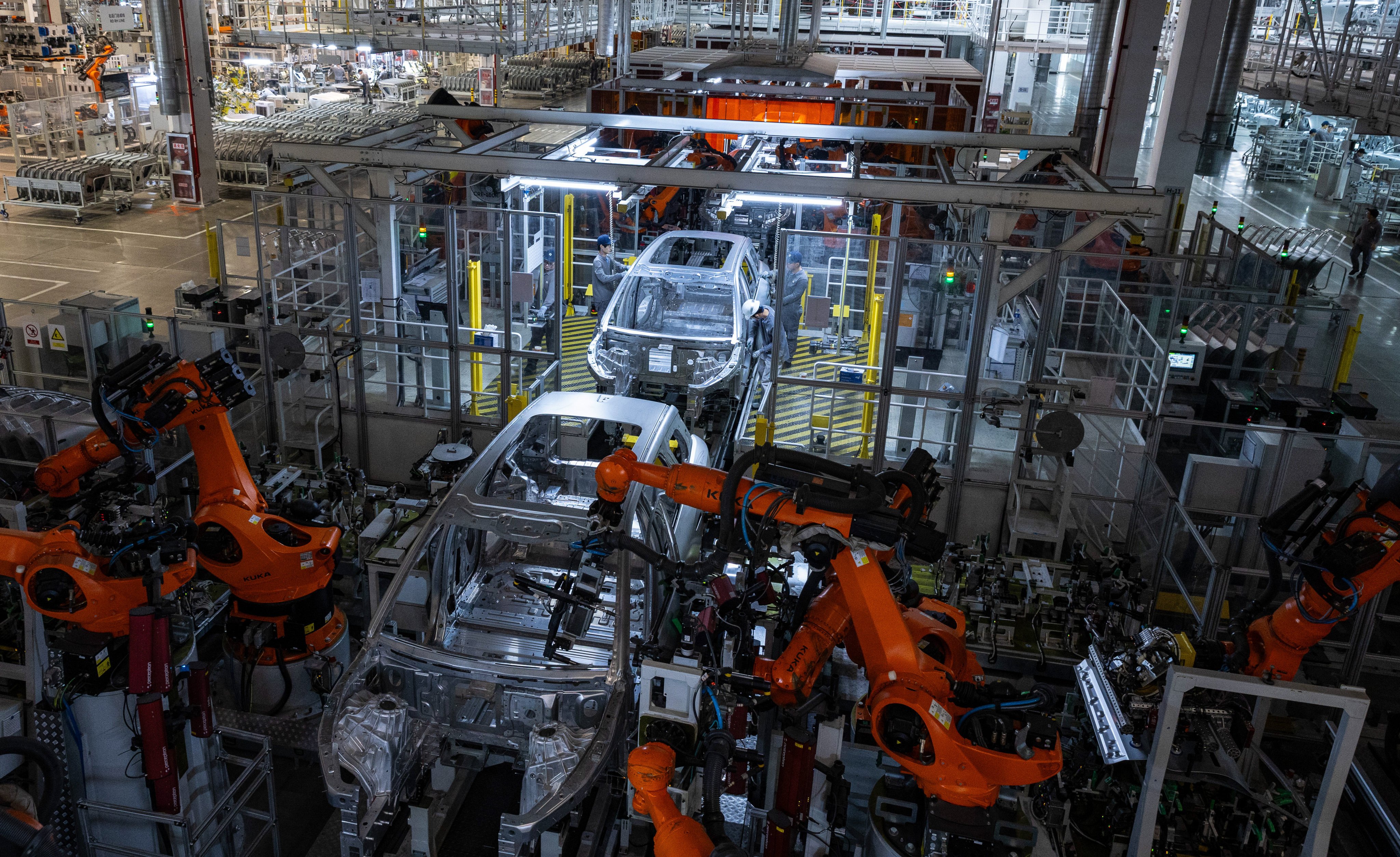 A view of Nio’s car assembly line in Hefei, Anhui province, China, April 22, 2025. Photo: EPA-EFE