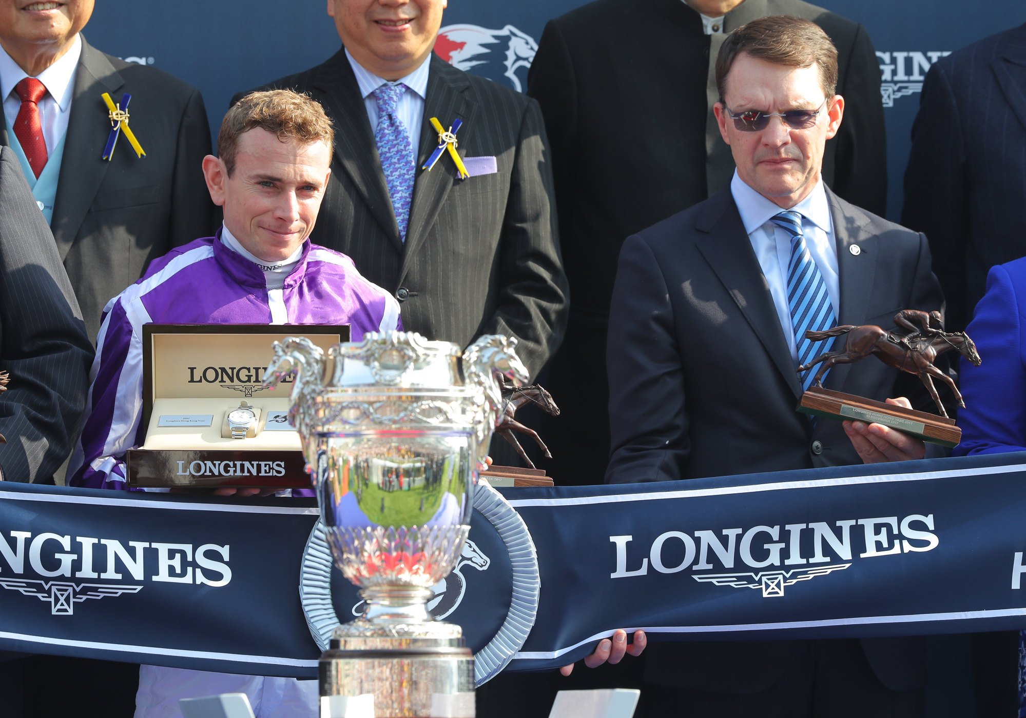 Ryan Moore (left) and Aidan O’Brien celebrate Highland Reel’s 2017 Hong Kong Vase success. Ryan Moore (left) and Aidan O’Brien celebrate Highland Reel’s 2017 Hong Kong Vase success.