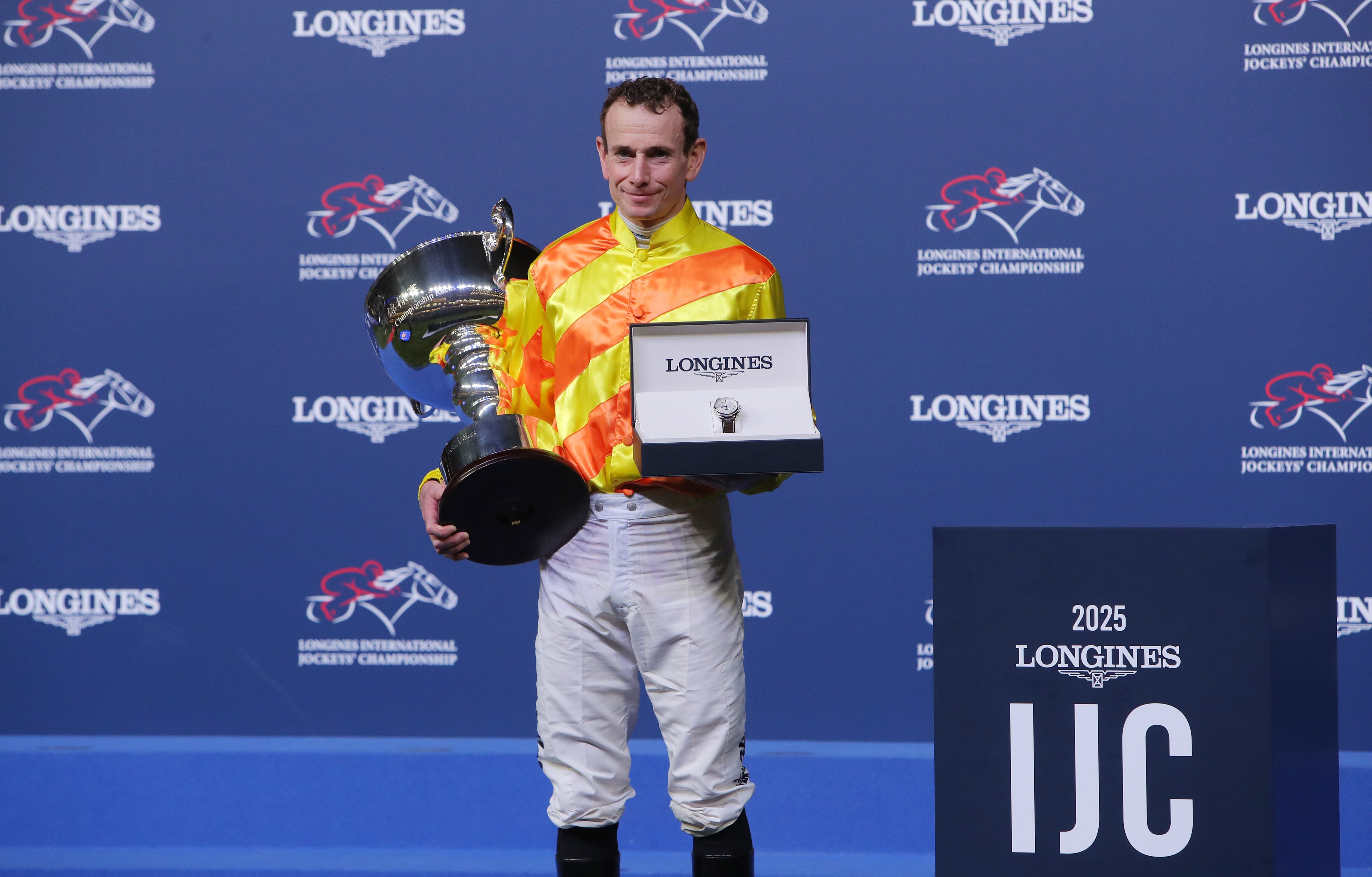 Ryan Moore celebrates his third International Jockeys’ Championship crown at Happy Valley on Wednesday night. Photos: Kenneth Chan